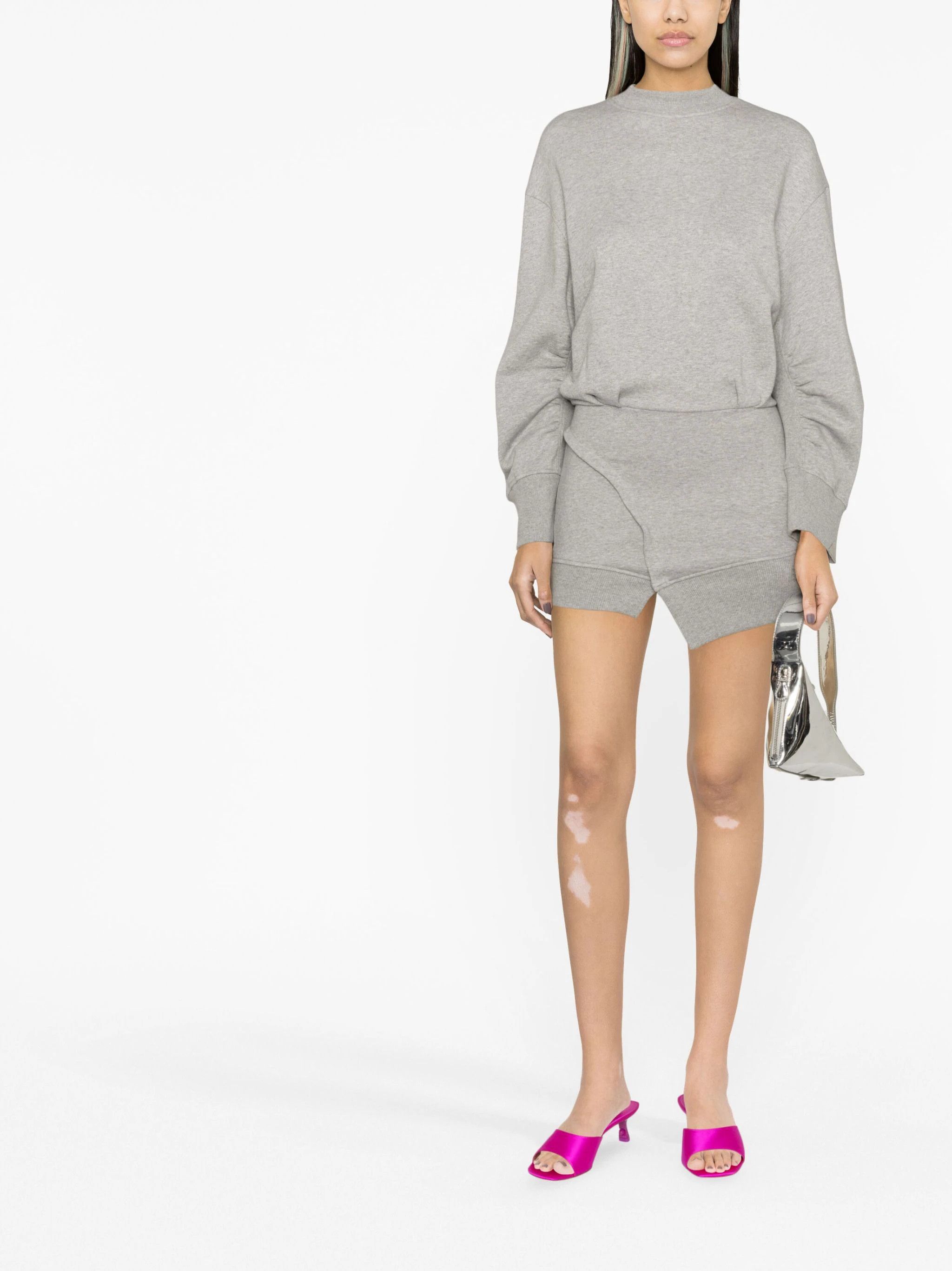 The Attico o1s22i1n1024 Ivory Fleece Mini Dress in Grey Size S / US 4 / IT 40 - 2 Thumbnail