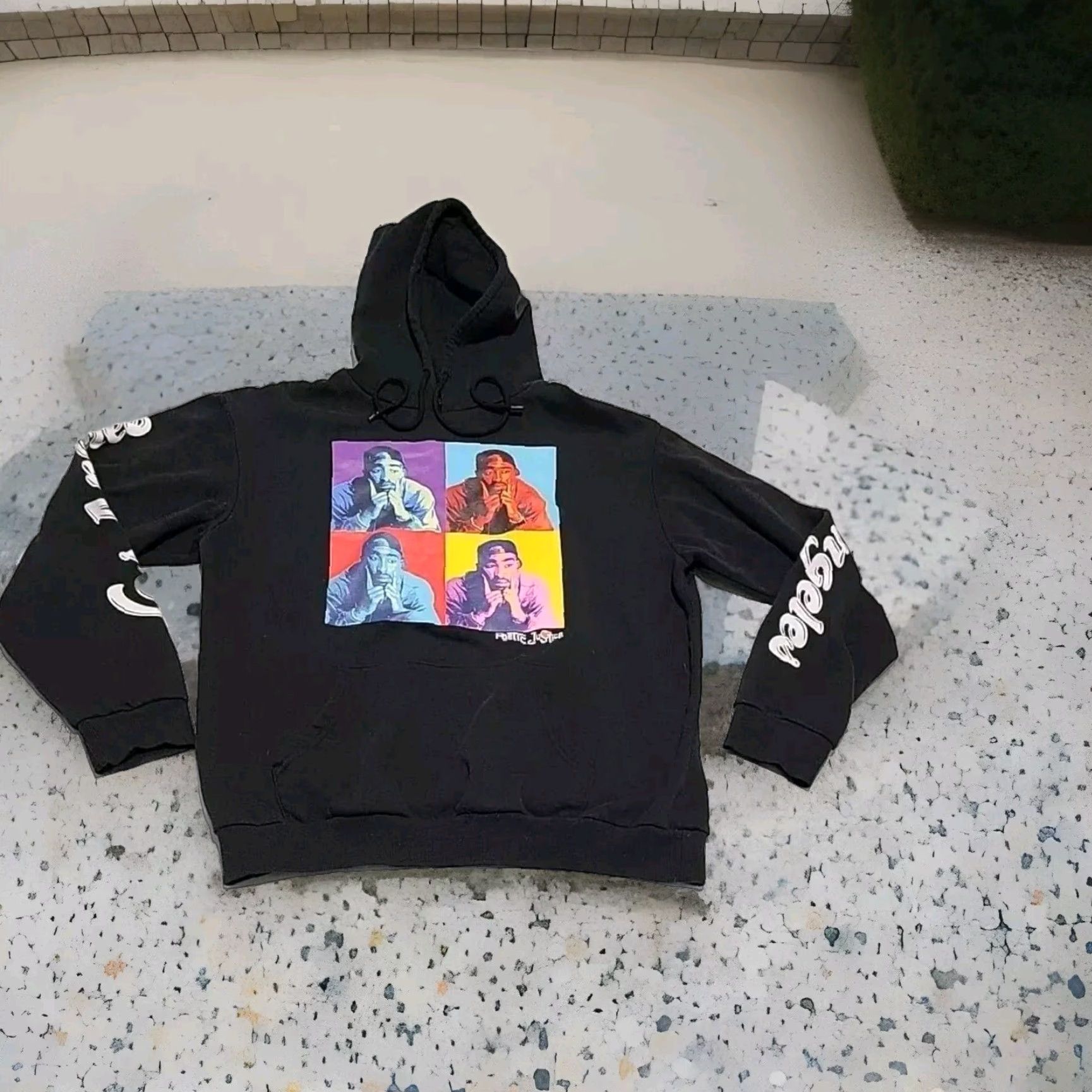 Vintage Tupac Hoodie Poetic Justice Black Cotton Knit Chemistry Large L — Hooded Graphic Print Pockets Mens Hip Hop Vintage: No Size US L / EU 52-54 / 3 - 3 Thumbnail