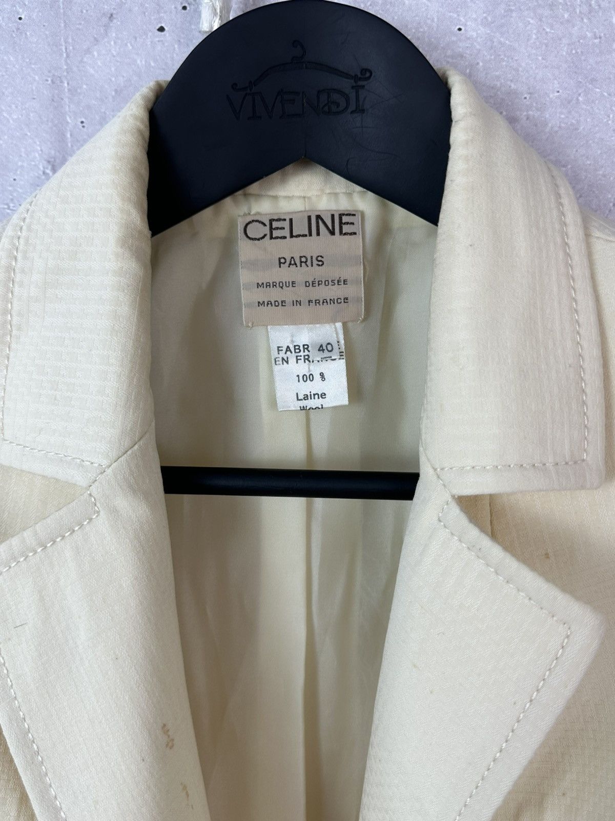 Celine Vintage Celine Paris Beige Wool Women’s Blazer Jacket Size S / US 4 / IT 40 - 7 Thumbnail