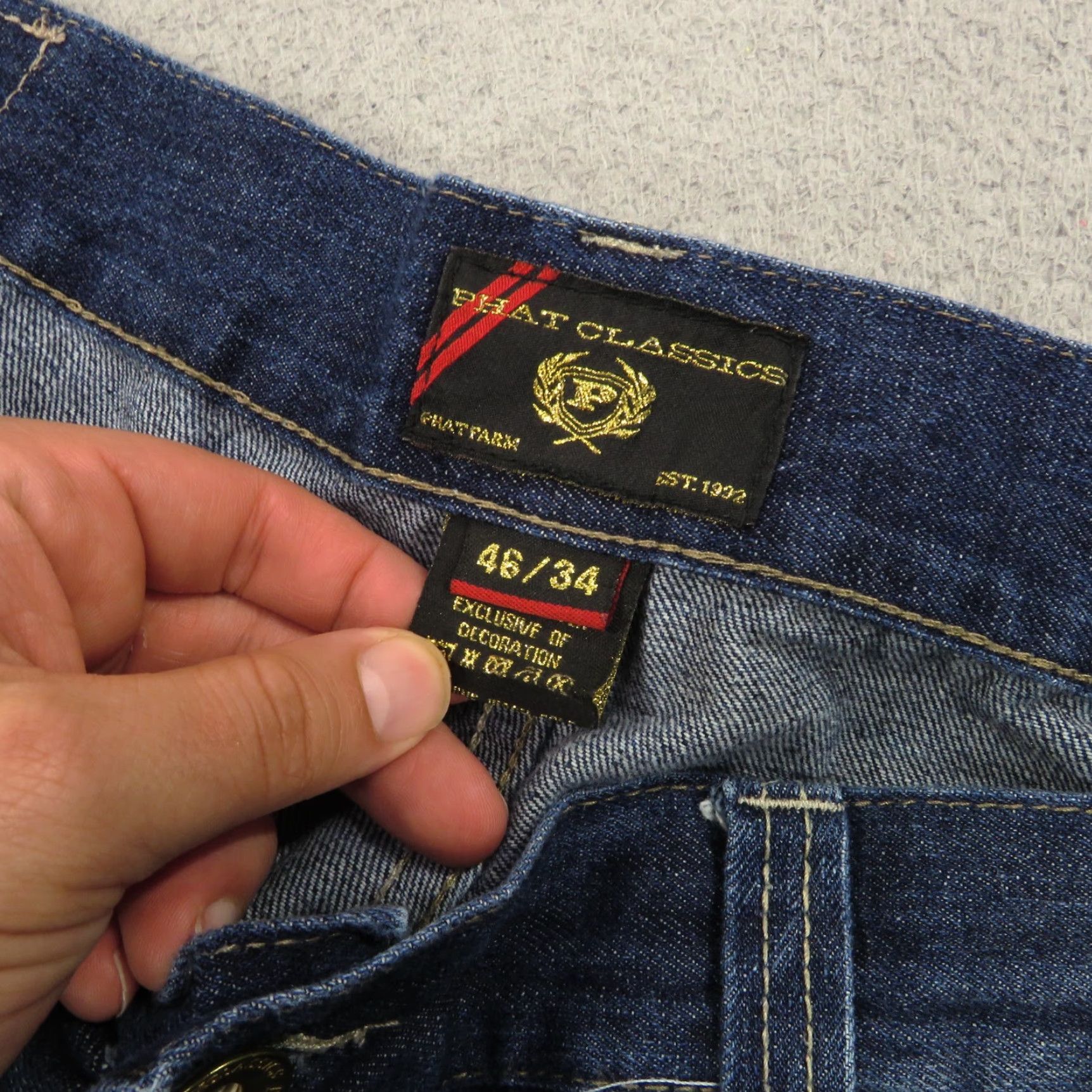 Phat Farm Phat Farm Jeans Men 46 Baggy 90s Skater Grunge VTG Vintage 32in Inseam Blue Denim 5-Pocket Wide-Leg Relaxed Regular 46 in Waist Size US 30 / EU 46 - 7 Thumbnail