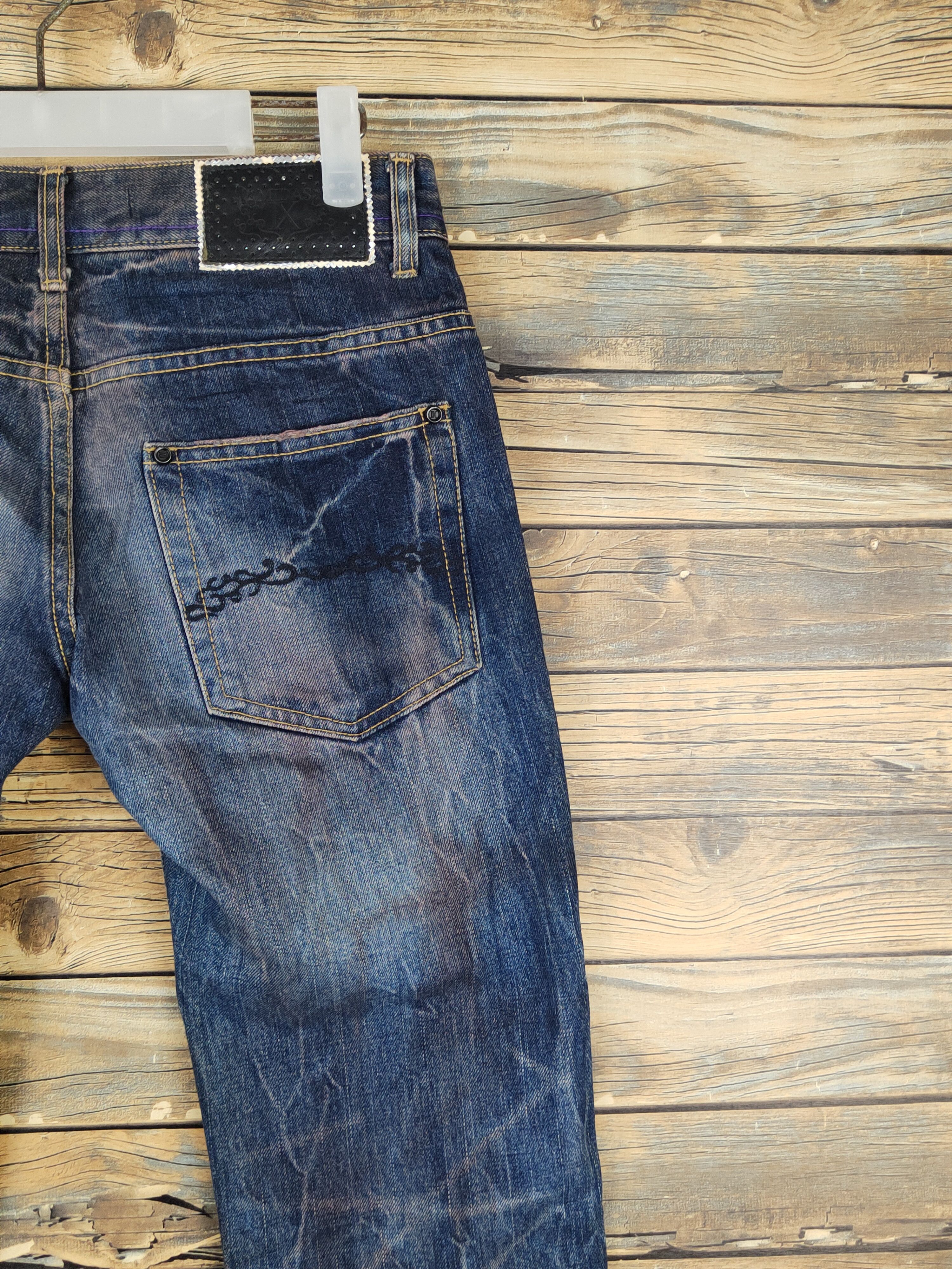 Japanese Brand Midas 9 Dark Blue thunder Distressed Ripped Jeans #W1067 Size 30" / US 8 / IT 44 - 11 Thumbnail