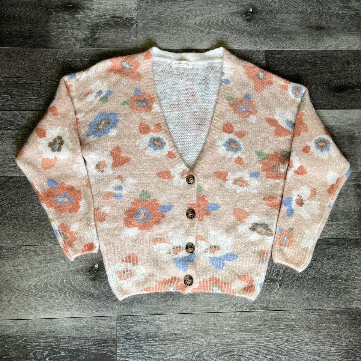 Designer × Vintage Alexandre Laurent Paris Floral Cardigan Sweater Size L / US 10 / IT 46 - 1 Thumbnail