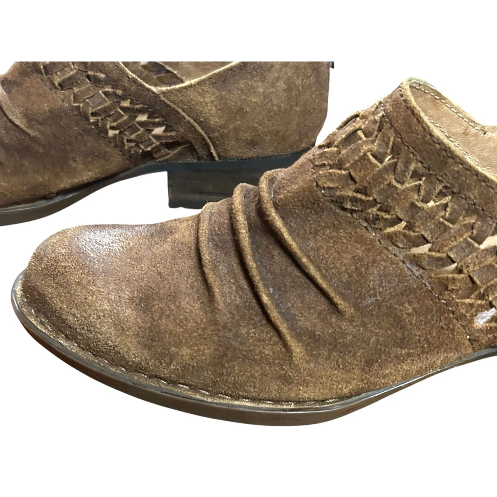 Born Born F36226 Katharina Brown Leather Ankle Bootie Slouch Back Zip Women’s US 8 M Boots Size US 8 / IT 38 - 6 Thumbnail
