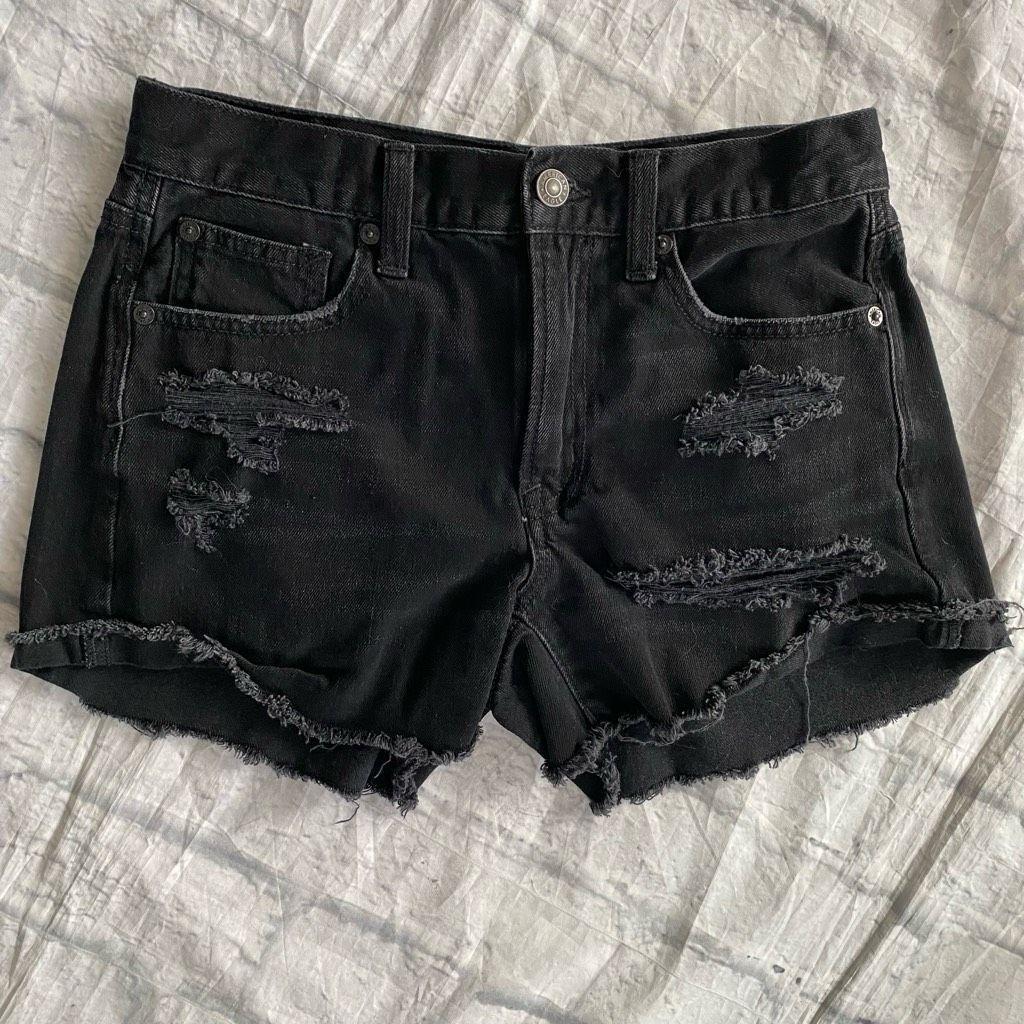 American Eagle Outfitters American Eagle women 2 cotton blend ripped distressed black Size 26" / US 2 / IT 38 - 1 Thumbnail