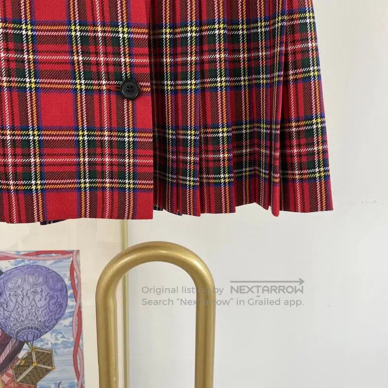 Miu Miu Miu Miu Red Plaid Wool Pleated Skirt . Size 23" - 4 Thumbnail