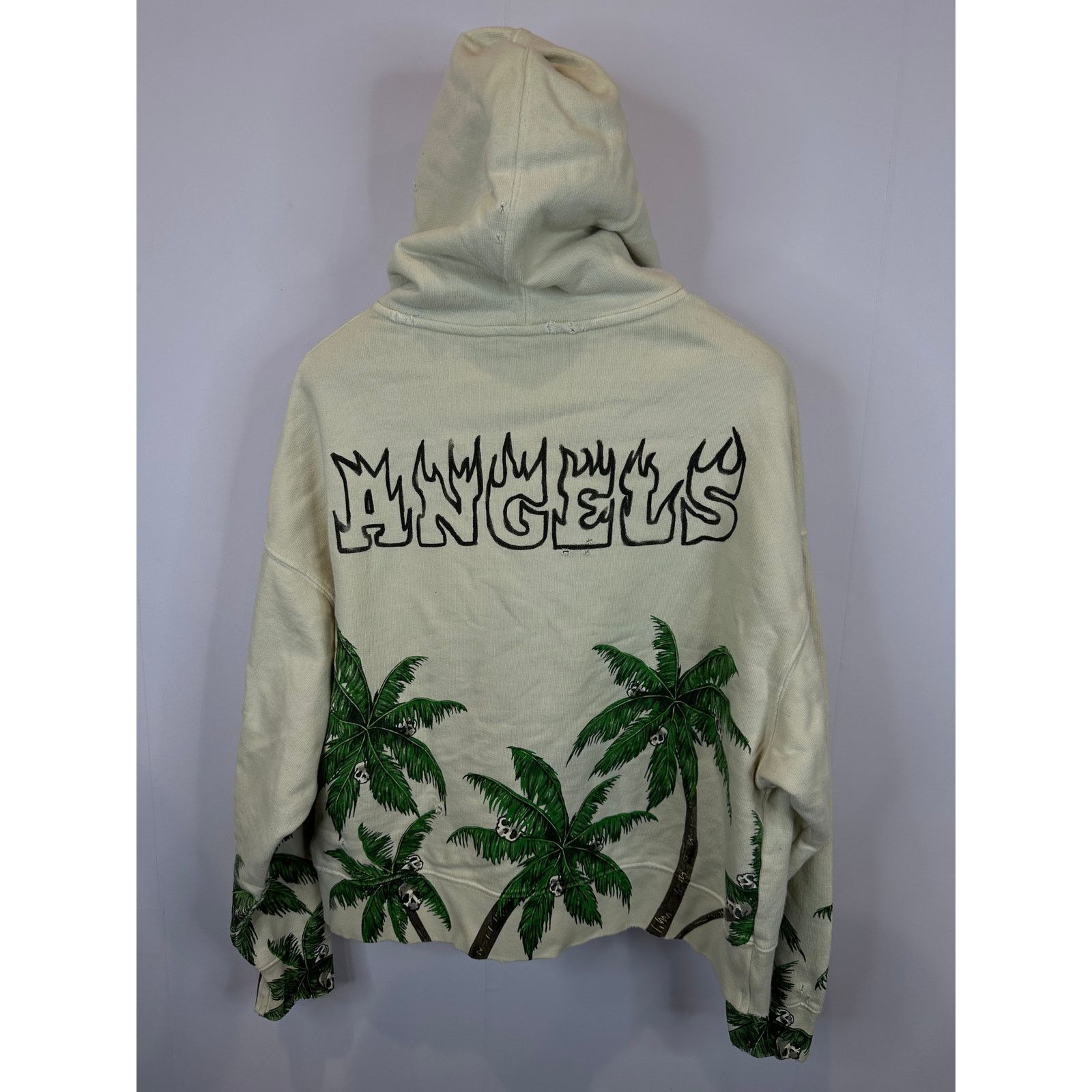 Palm Angels Palm Angels Palm Tree Distressed Hoodie Cream Used Small Size US S / EU 44-46 / 1 - 4 Thumbnail