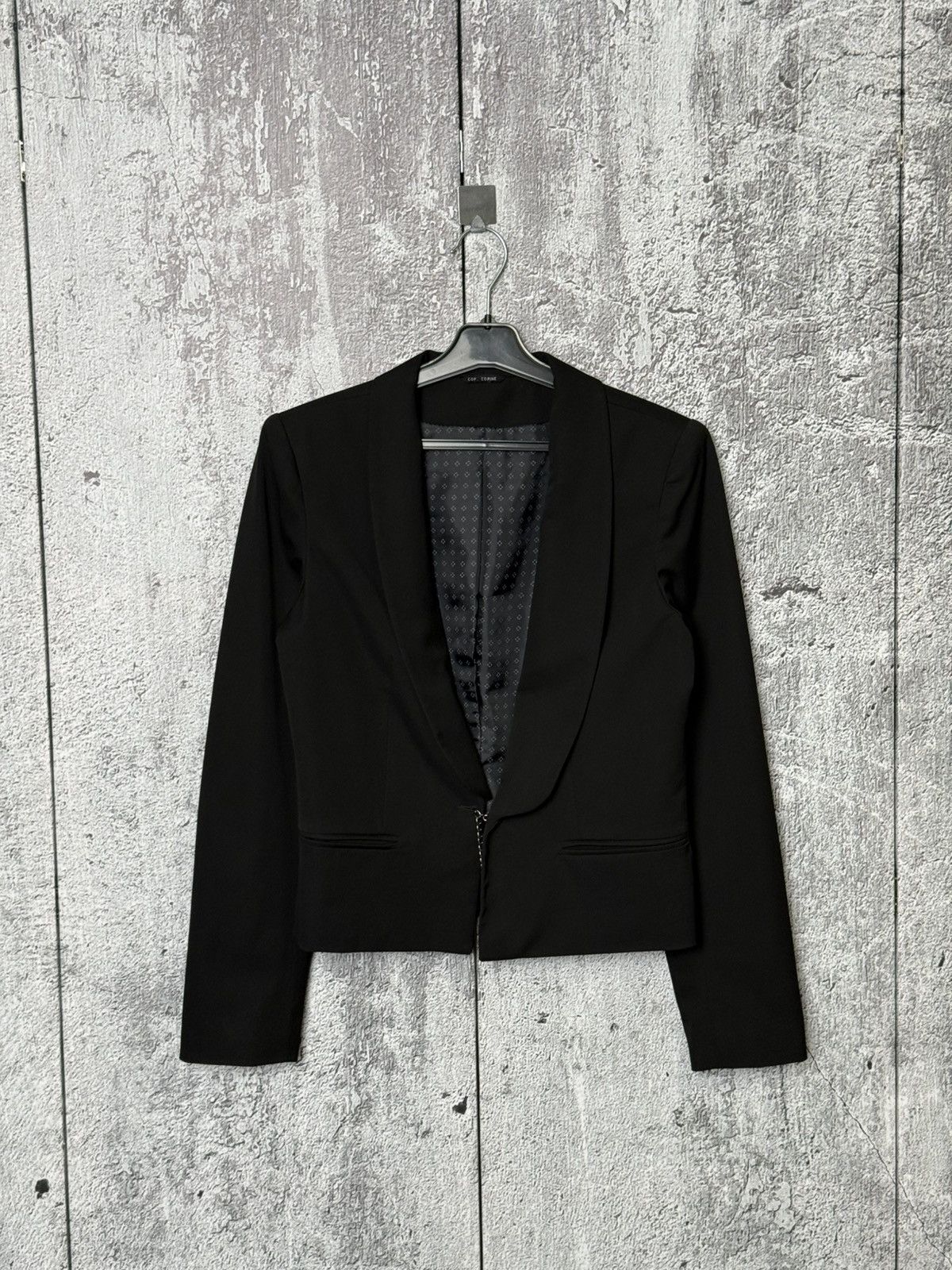 Cop Copine COP COPINE Stratego Veste Black Cropped Blazer Jacket Size S / US 4 / IT 40 - 1 Thumbnail