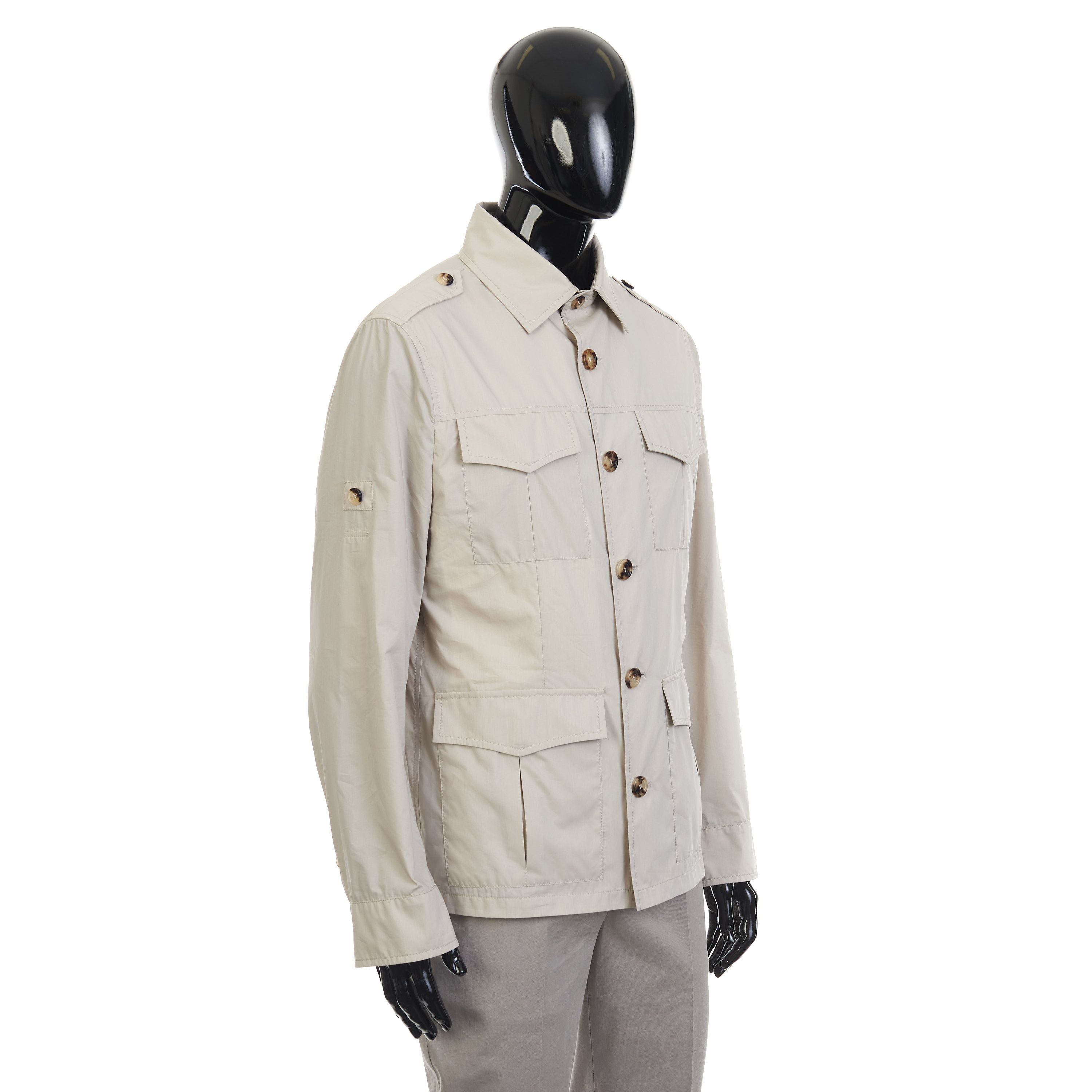 Brunello Cucinelli Light Beige Waterproof Jacket - Cotton Canvas, Multi Pockets Size US L / EU 52-54 / 3 - 8 Thumbnail