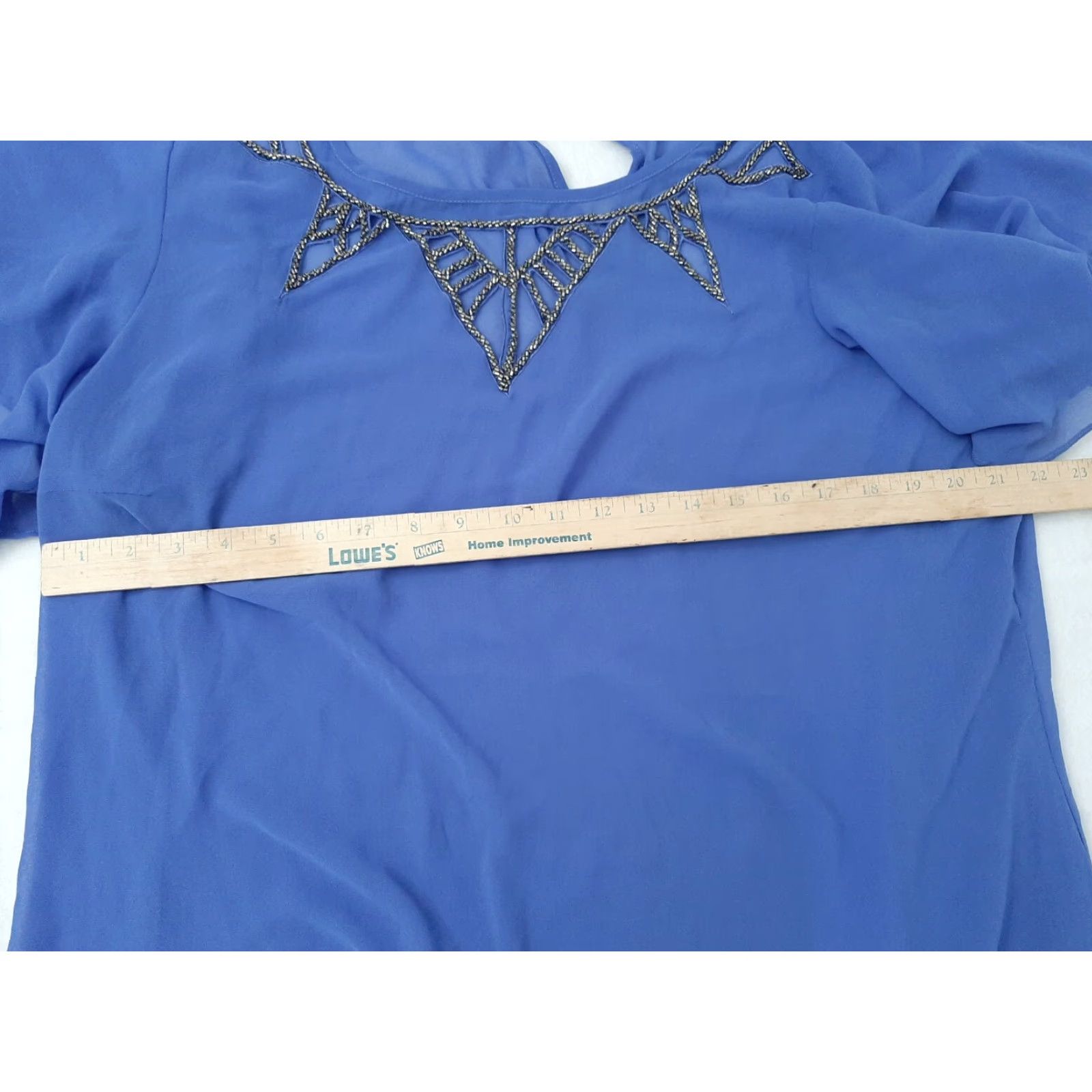 Vintage City Chic Women Blouse Shirt Beaded Blue Wrap Short Sleeve Boat Neck L Size L / US 10 / IT 46 - 7 Thumbnail