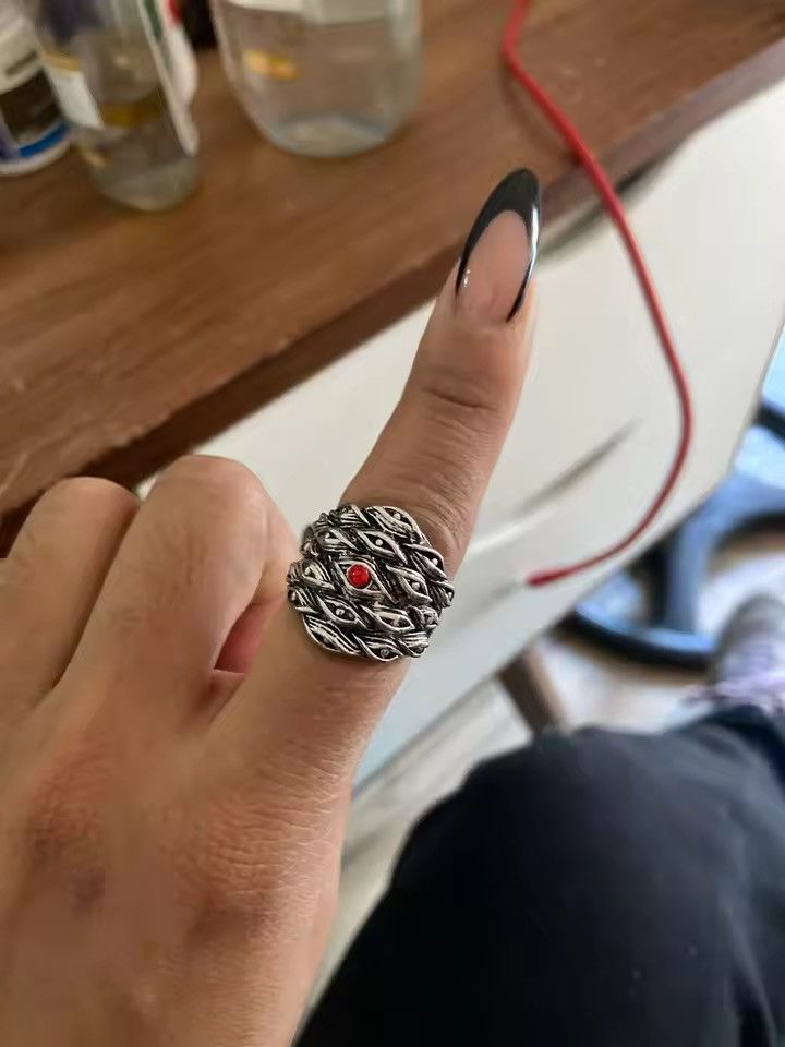 Jewelry Red Devil Eyes Resizeable Ring Size ONE SIZE - 5 Thumbnail