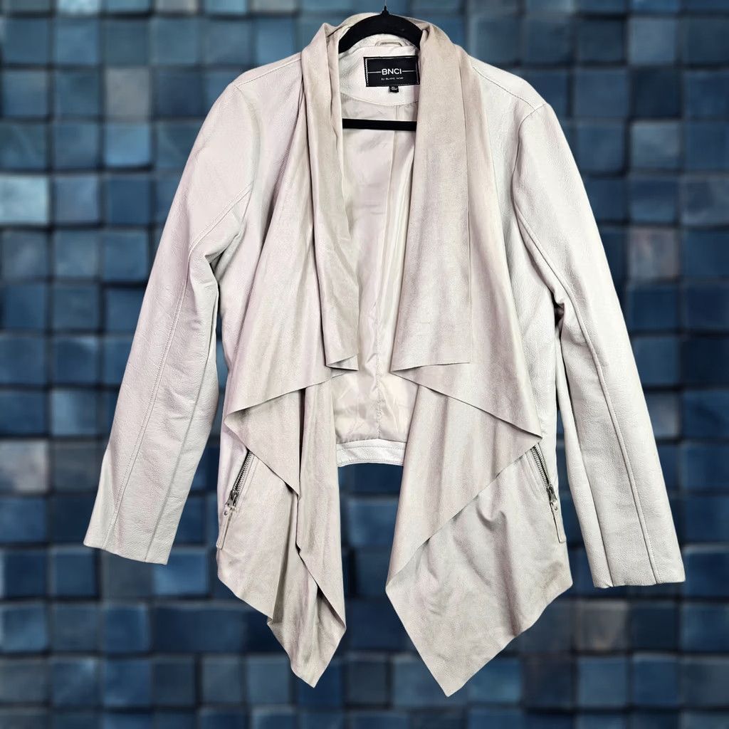Blanc Noir BNCI by Blanc Noir Faux Leather Draped Moto Jacket Women’s XL Jacket Beige Regular Size XL / US 12-14 / IT 48-50 - 1 Thumbnail