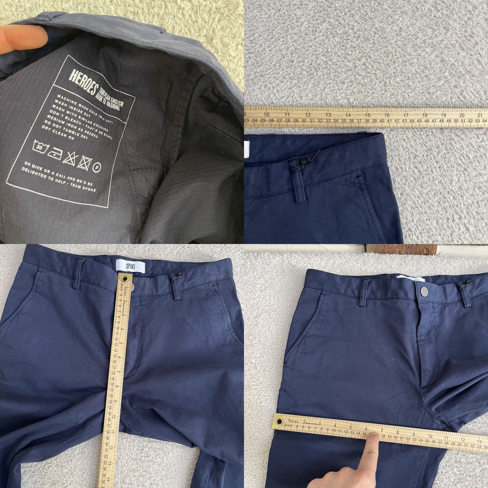 Vintage VINTAGE SPOKE Chino Pants Mens 30x31 Navy Blue Build A Trousers Slim Straight Cotton Size US 30 / EU 46 - 8 Thumbnail