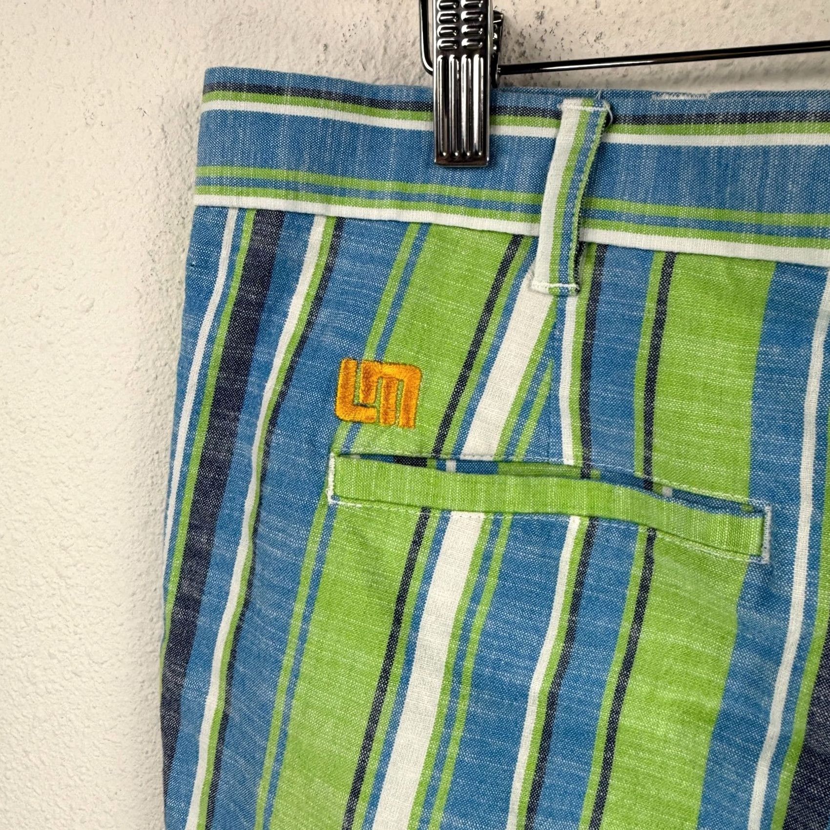 Vintage Loudmouth Golf Shorts Men’s 38 Striped Green Blue Cotton Preppy Stretch Casual Size US 38 / EU 54 - 2 Thumbnail
