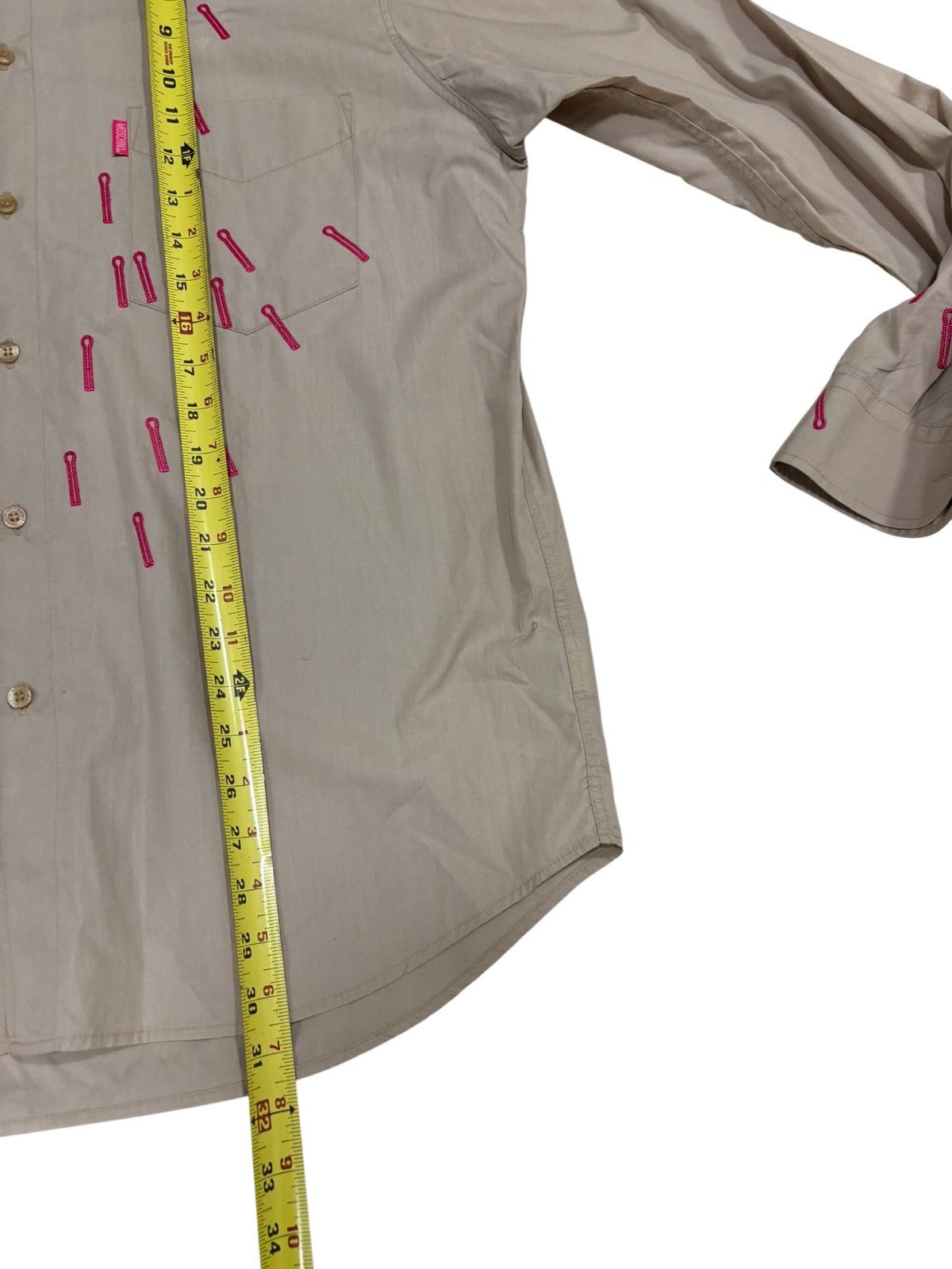 Moschino Archives Moschino Jeans Shirt Italy Beige Pin Embroidery AOP Size US L / EU 52-54 / 3 - 14 Thumbnail