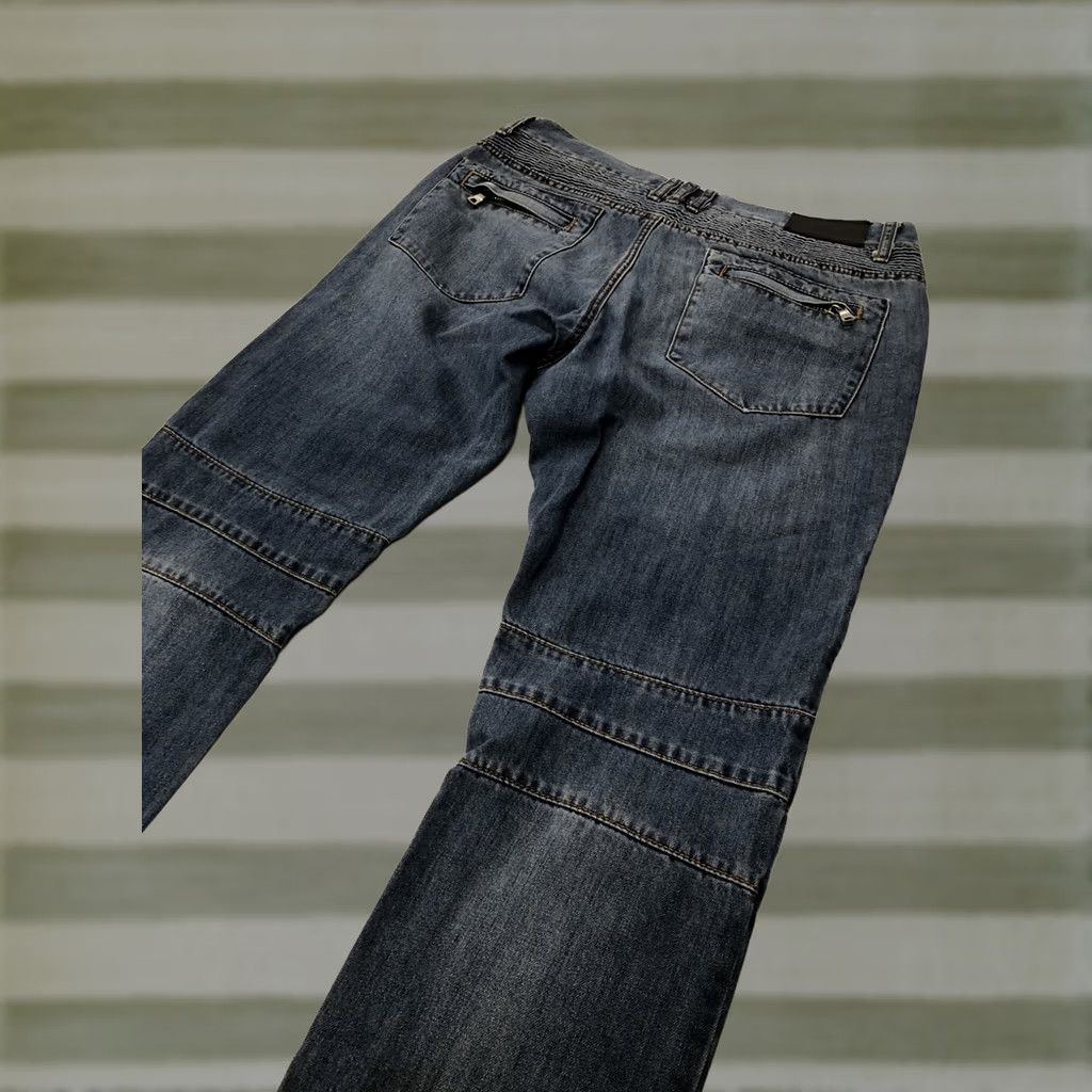 Vintage Embellish Jeans Slim 34 (36x33) Distressed Biker Moto 5-Pocket Denim Men’s Skinny Rise Mid Blue Regular Sewer? Size US 34 / EU 50 - 1 Thumbnail