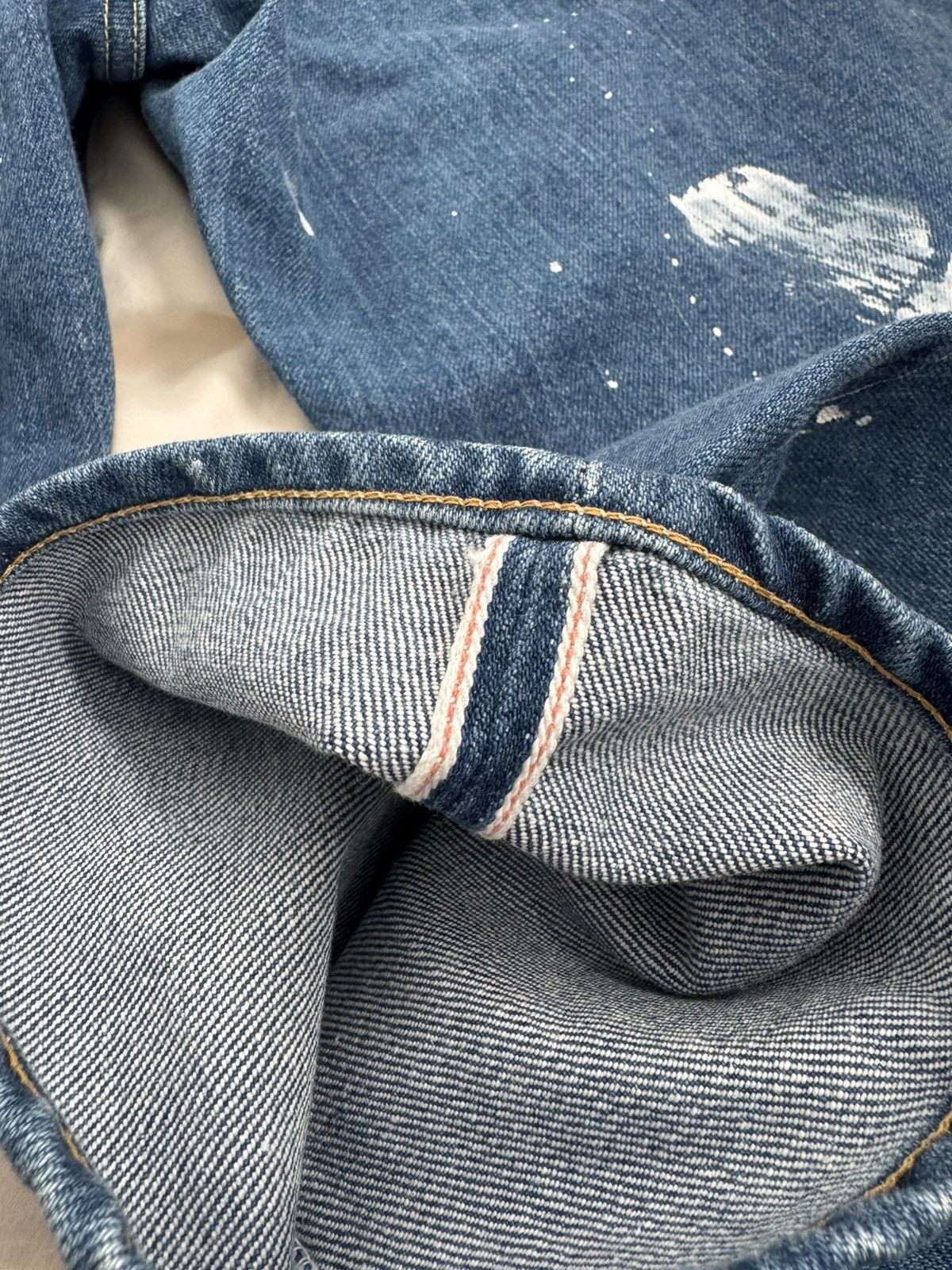 HATSKI Straight Selvedge Denim - Used Wash Hand Painted FW24 Size US 30 / EU 46 - 6 Thumbnail