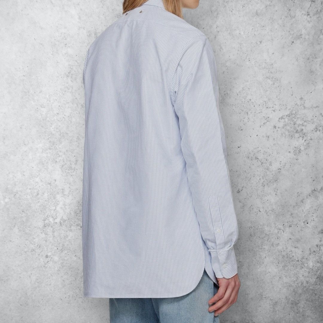 Golden Goose GOLDEN GOOSE White & Light Blue Stripes Long Sleeves Shirt Size US M / EU 48-50 / 2 - 7 Thumbnail