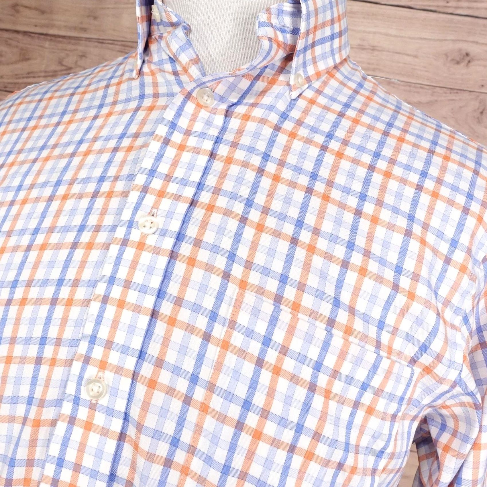 Chaps Chaps Dress Shirt Mens 15.5 34/35 White Check Regular Fit Comfort Stretch Wrinkle Free Shirt Mens Size 42R - 2 Thumbnail