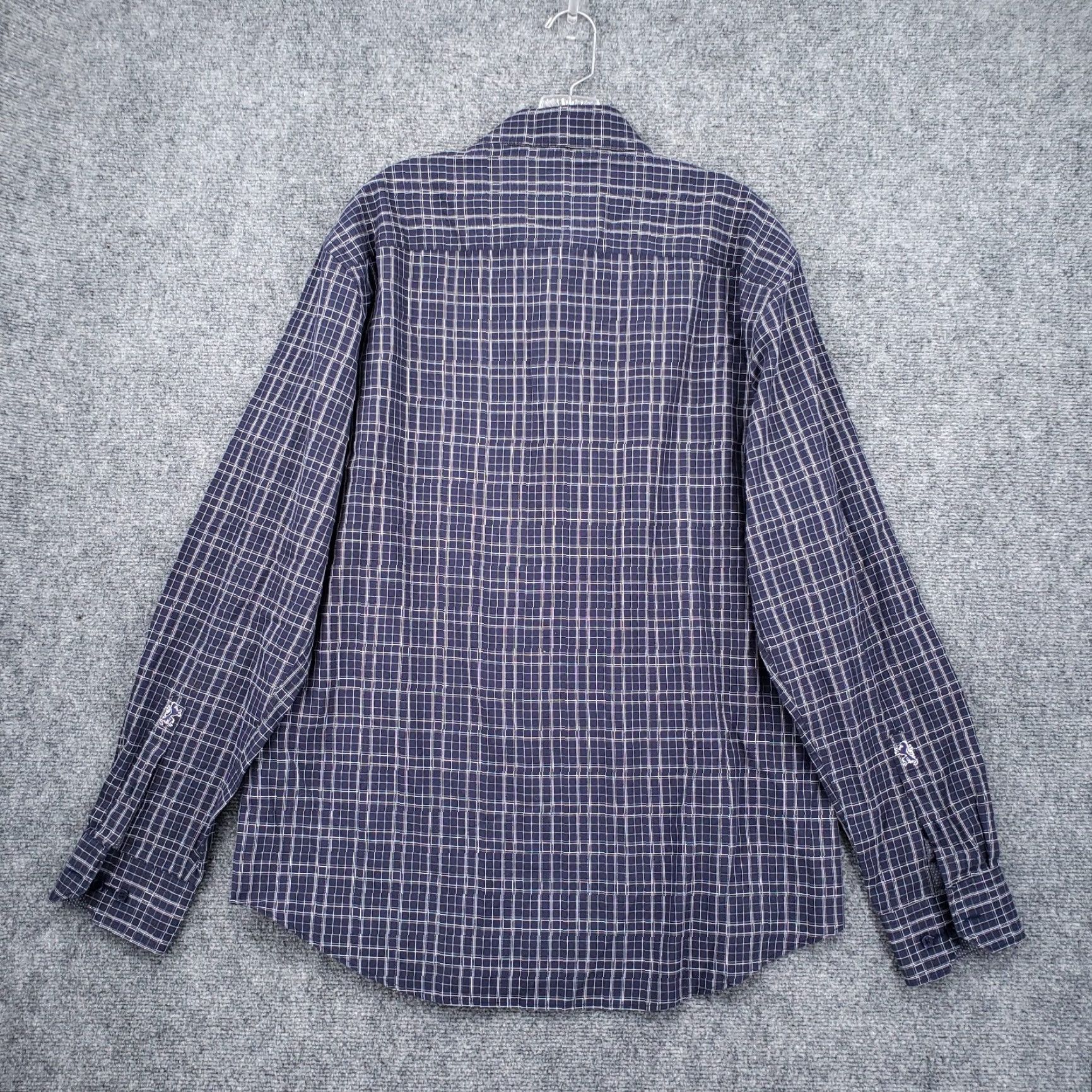 BUGATCHI BUGATCHI Shirt Mens XL Blue Plaid Button-Up Long Sleeve Shaped Fit Size US XL / EU 56 / 4 - 2 Thumbnail