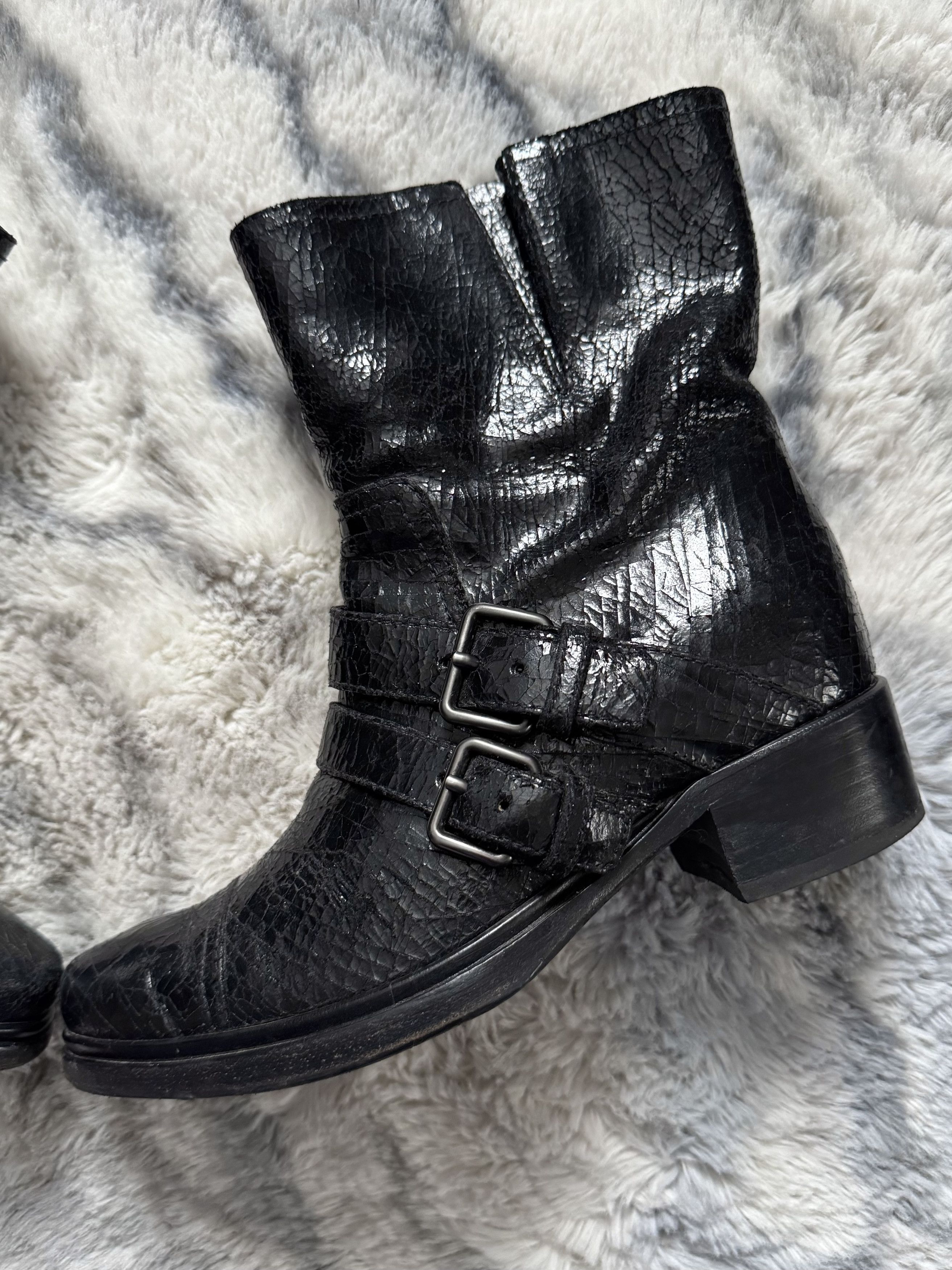 Miu Miu MIU MIU Double Buckle Ankle Leather Biker Boots Size US 6.5 / IT 36.5 - 5 Thumbnail