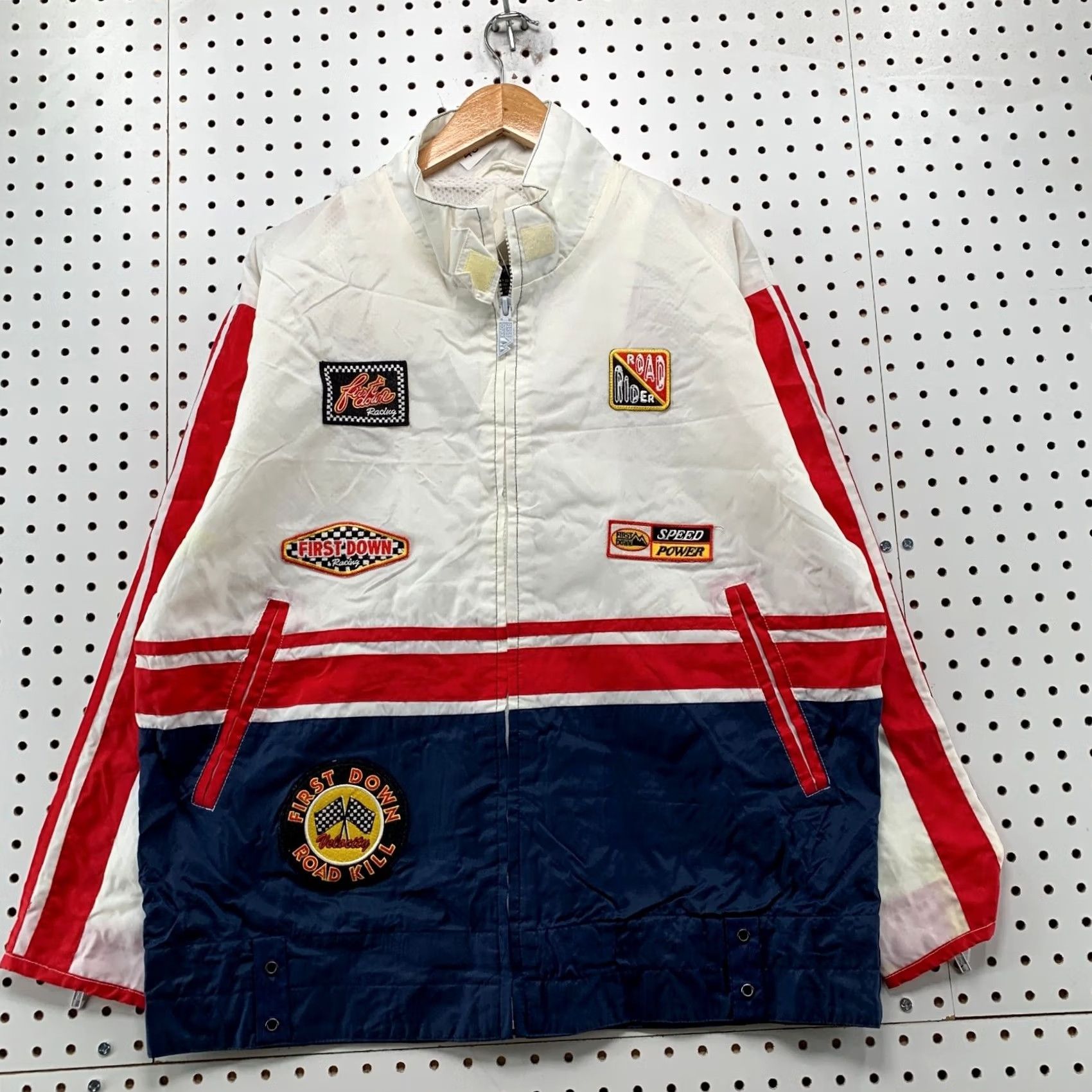 Vintage VINTAGE First Down Windbreaker Jacket Mens S White Racing Windbreaker Size US S / EU 44-46 / 1 - 2 Thumbnail