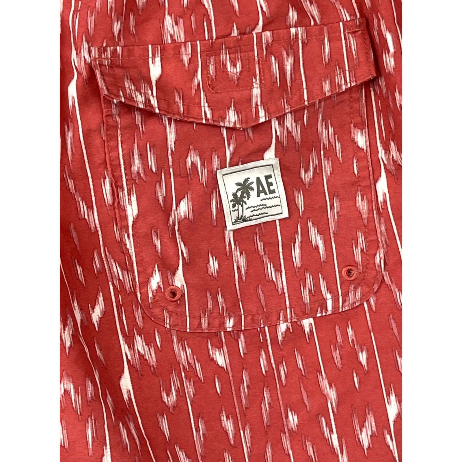 Vintage American Eagle Shorts Swim Trunks Mens L Orange Printed Draw String Stretch Size US 33 - 6 Thumbnail