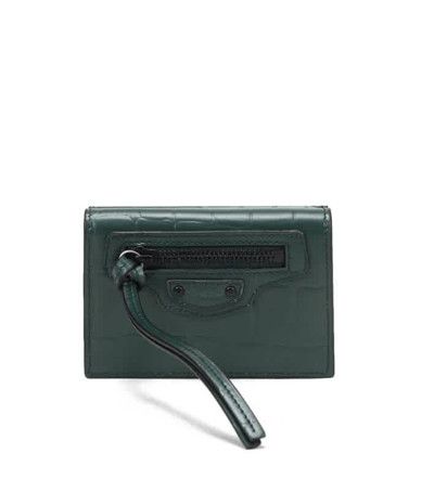 image of Balenciaga O1S1Rm0124 Neo Class.mini Wal Semi Shiny Embo Croc Calf Bq in Forest Green, Women's
