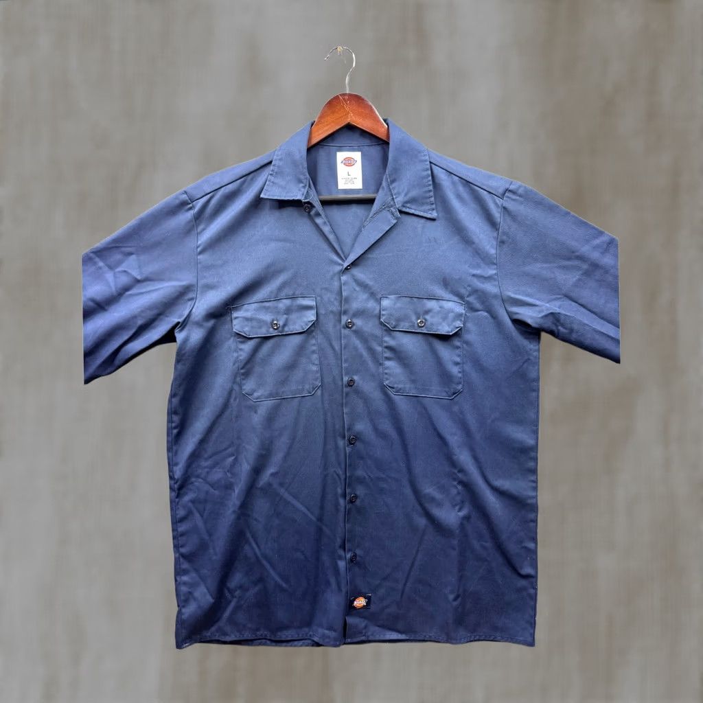 Dickies Dickies Short Sleeve Work Shirt Navy Blue Men Large Two Pocket Shirt Size US L / EU 52-54 / 3 - 1 Thumbnail
