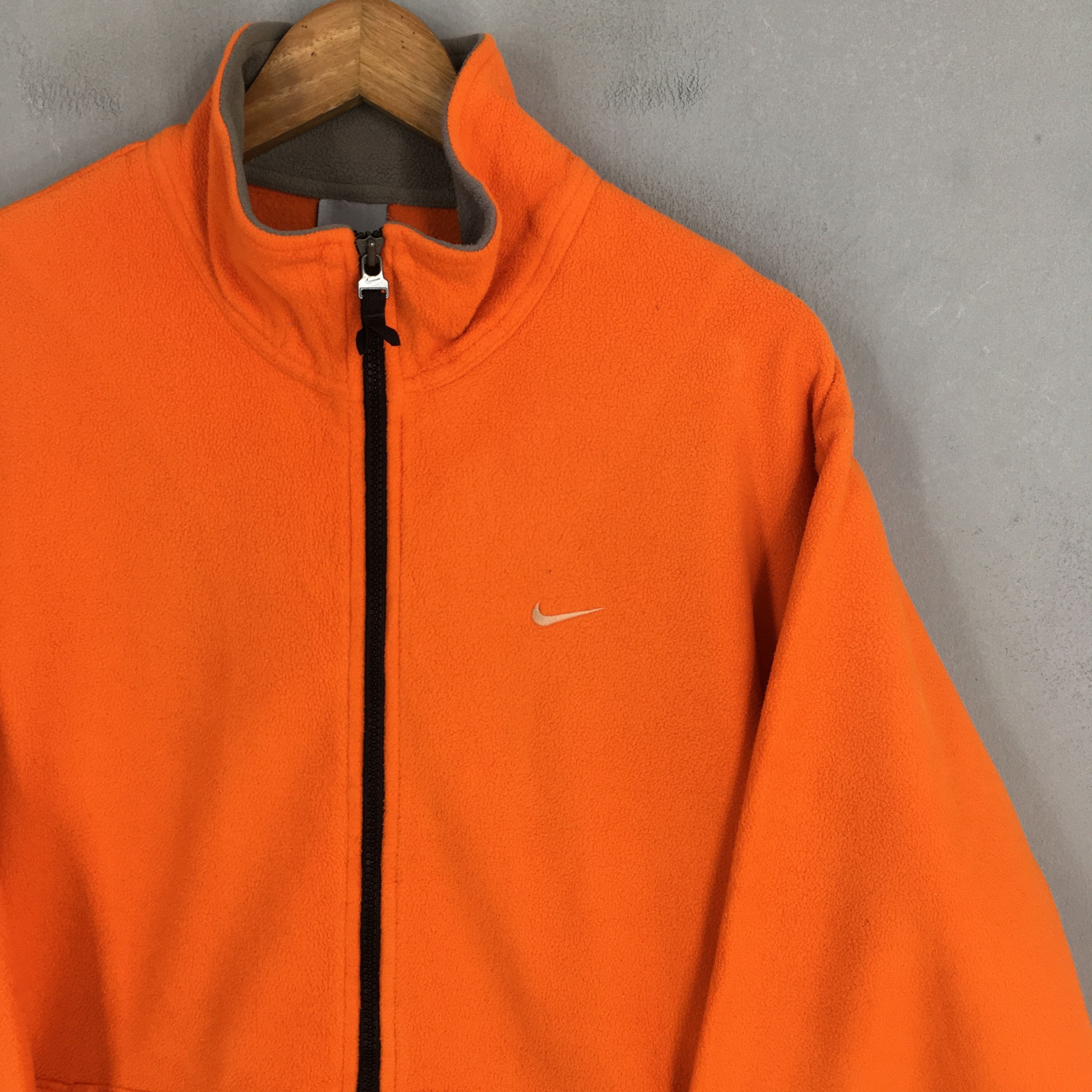 Nike × Vintage Vintage Y2K Nike Fleece Orange Zipper Sweatshirt Medium Size US M / EU 48-50 / 2 - 2 Thumbnail