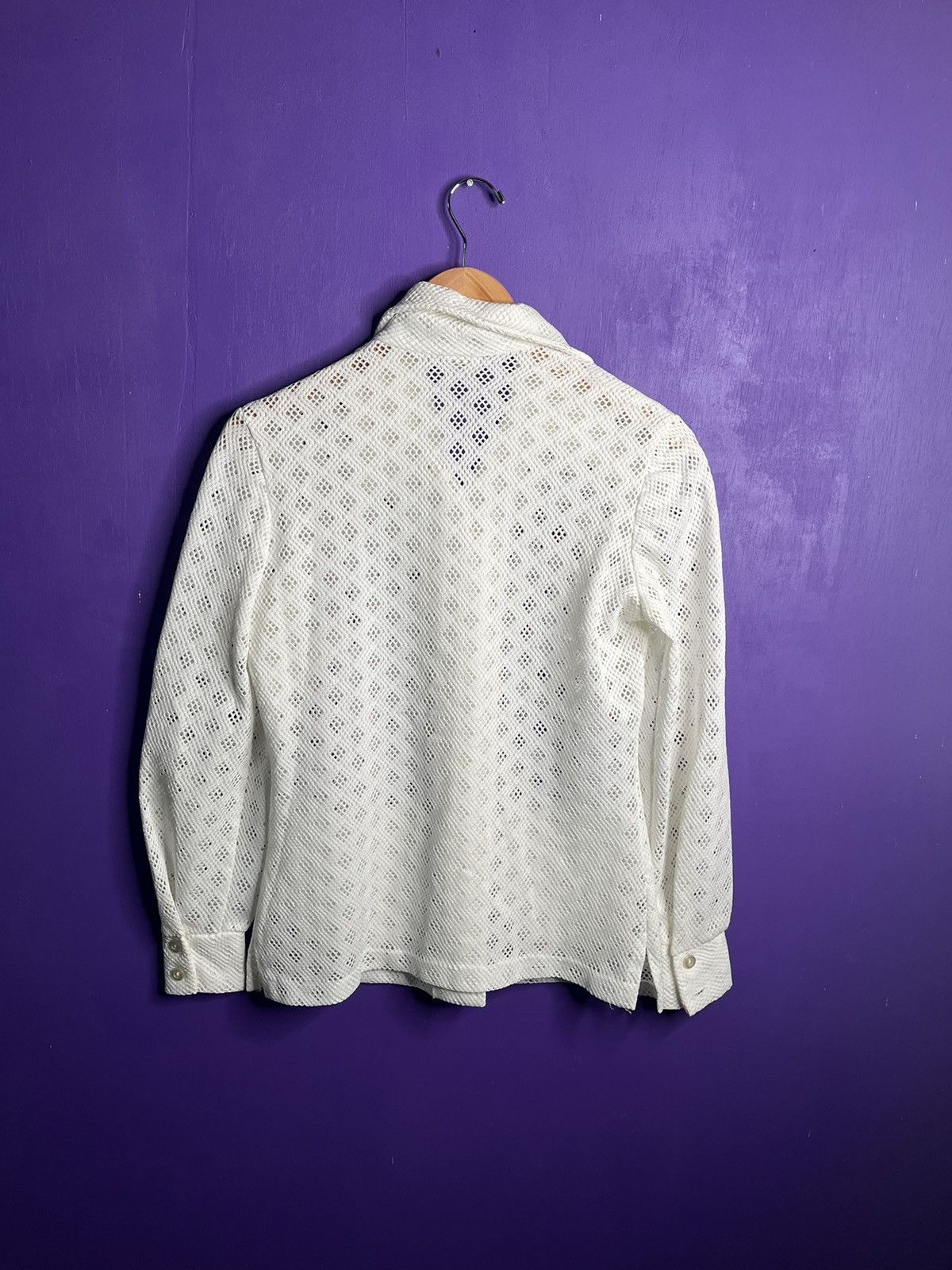 Vintage Vintage 80s diamond pattern mesh button up Size US M / EU 48-50 / 2 - 2 Thumbnail