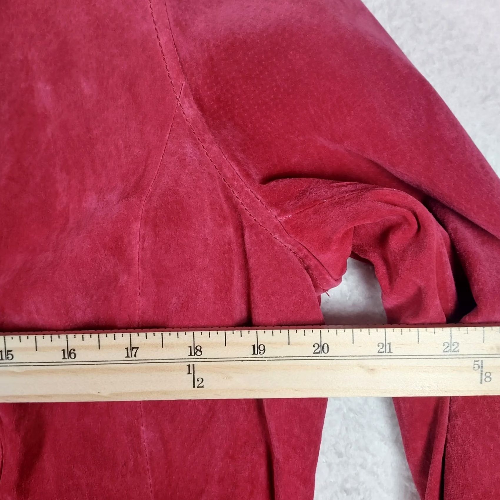 Vintage VINTAGE Chadwicks Womens Blazer Jacket 14 Pink Berry Suede Leather Mid-Length Button Casual Business Womens Classic 90s Size XL / US 12-14 / IT 48-50 - 7 Thumbnail