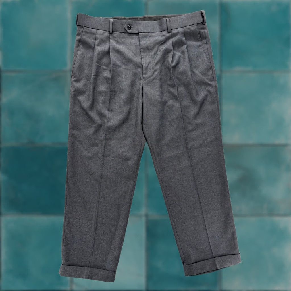 Stafford Stafford Travel Pants Mens 40x29 Gray Classic Fit Pleated Sharkskin Cuffed Dress