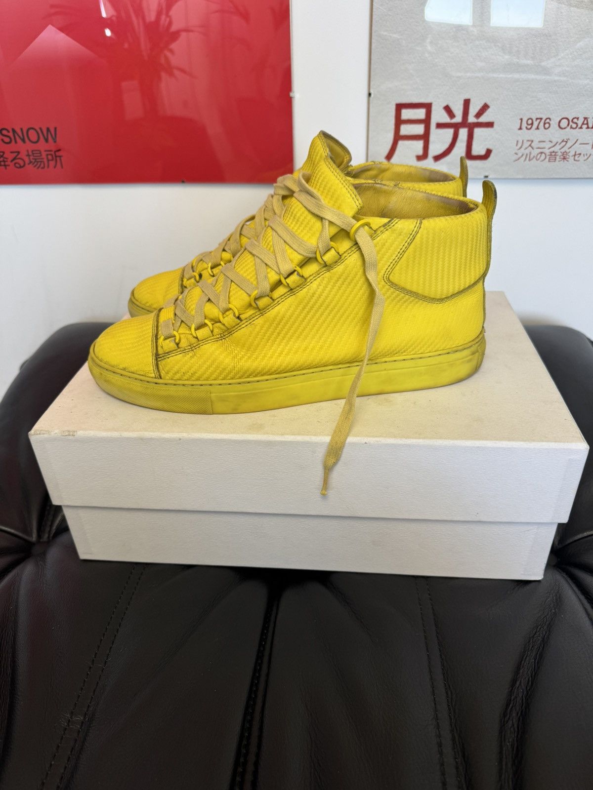 Balenciaga Balenciaga Arena High Sneakers Leather Yellow Kanye West Size US 9 / EU 42 - 4 Thumbnail
