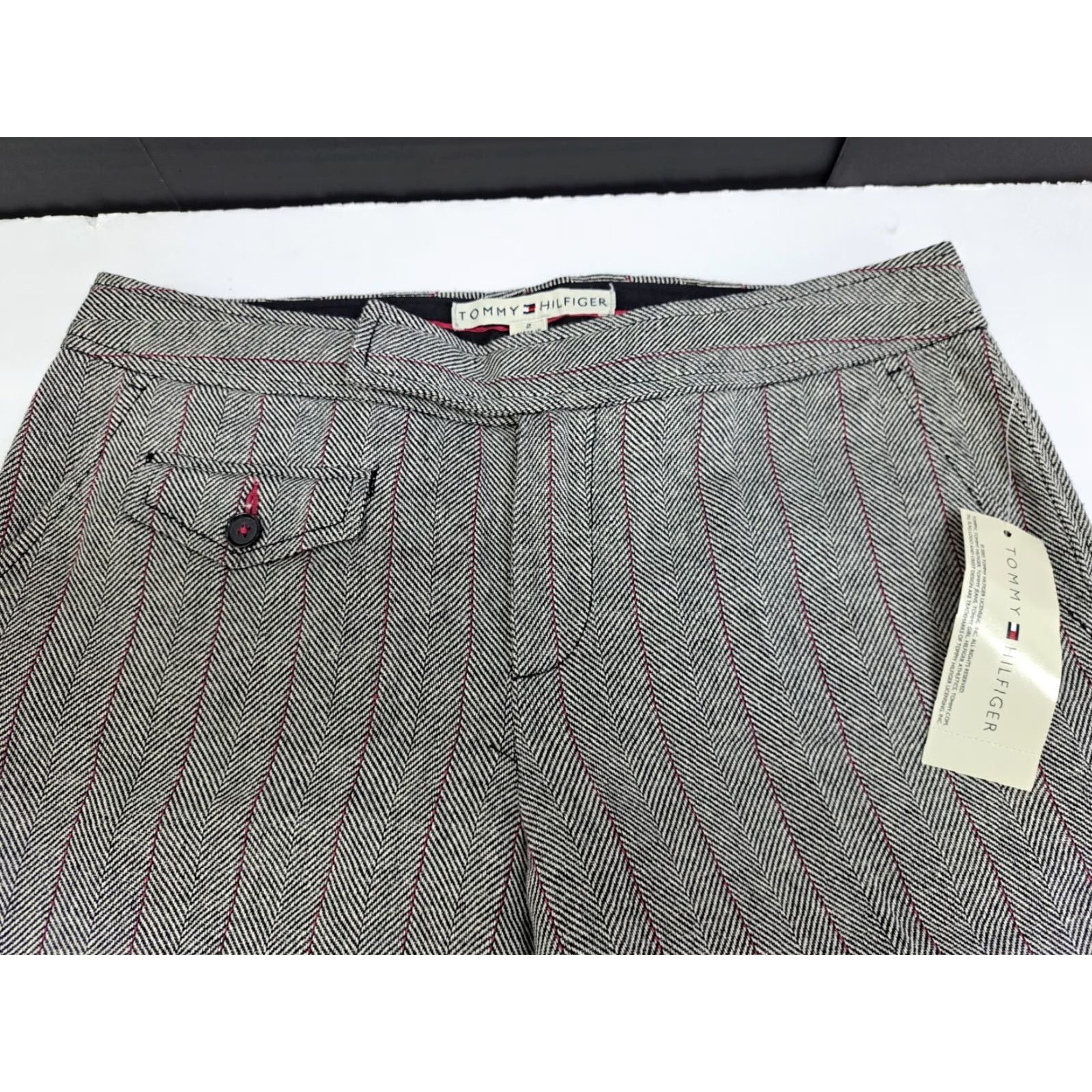 Tommy Hilfiger Tommy Hilfiger Pants Womens Wide-Leg Pin Stripe Black/White/Purple Size 2 30in Inseam Dress Pants Regular WNT/NWT Size 26" / US 2 / IT 38 - 6 Thumbnail