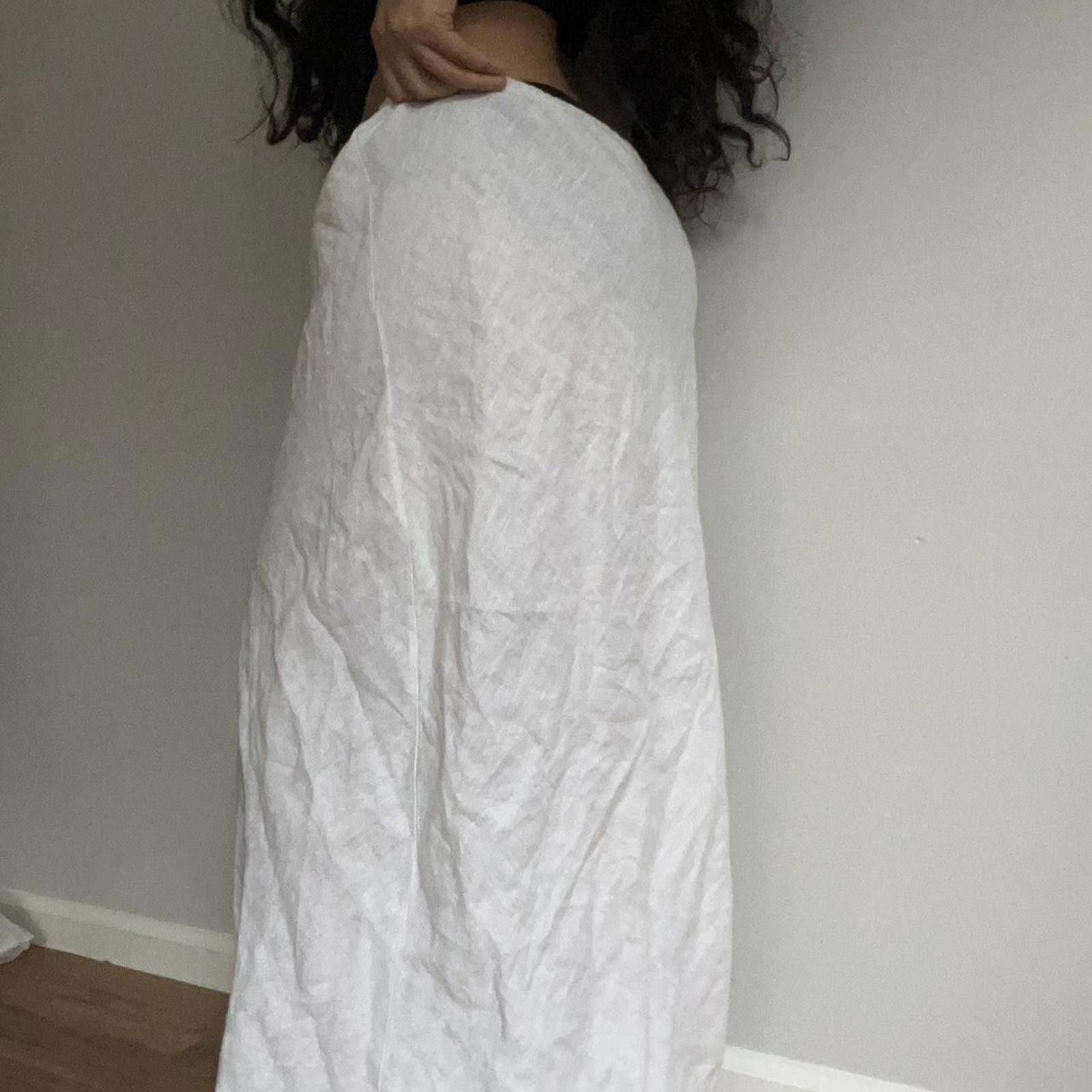 Other womens large White linen maxi skirt with elastic waistband Size 36" / US 14 / IT 50 - 2 Thumbnail