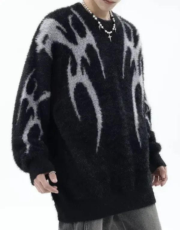 VIBE Avant garde fashion gothic print sweater knitwear Size US M / EU 48-50 / 2 - 3 Thumbnail
