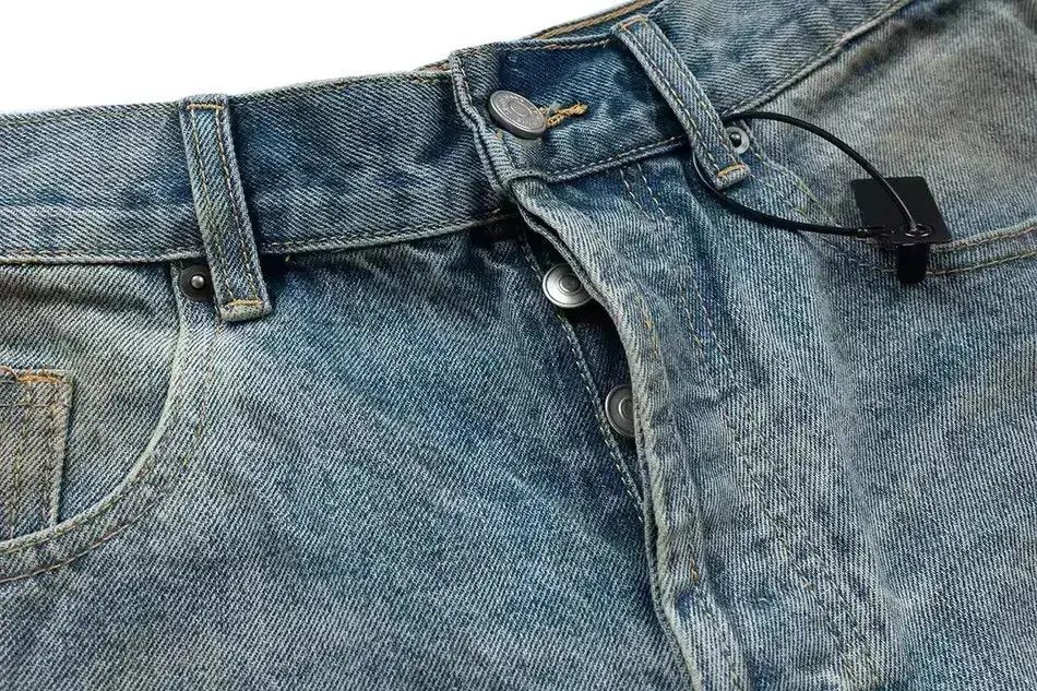 Japanese Brand Streetwear Retro Washed Hole Blue Baggy Jeans Size US 34 / EU 50 - 6 Thumbnail
