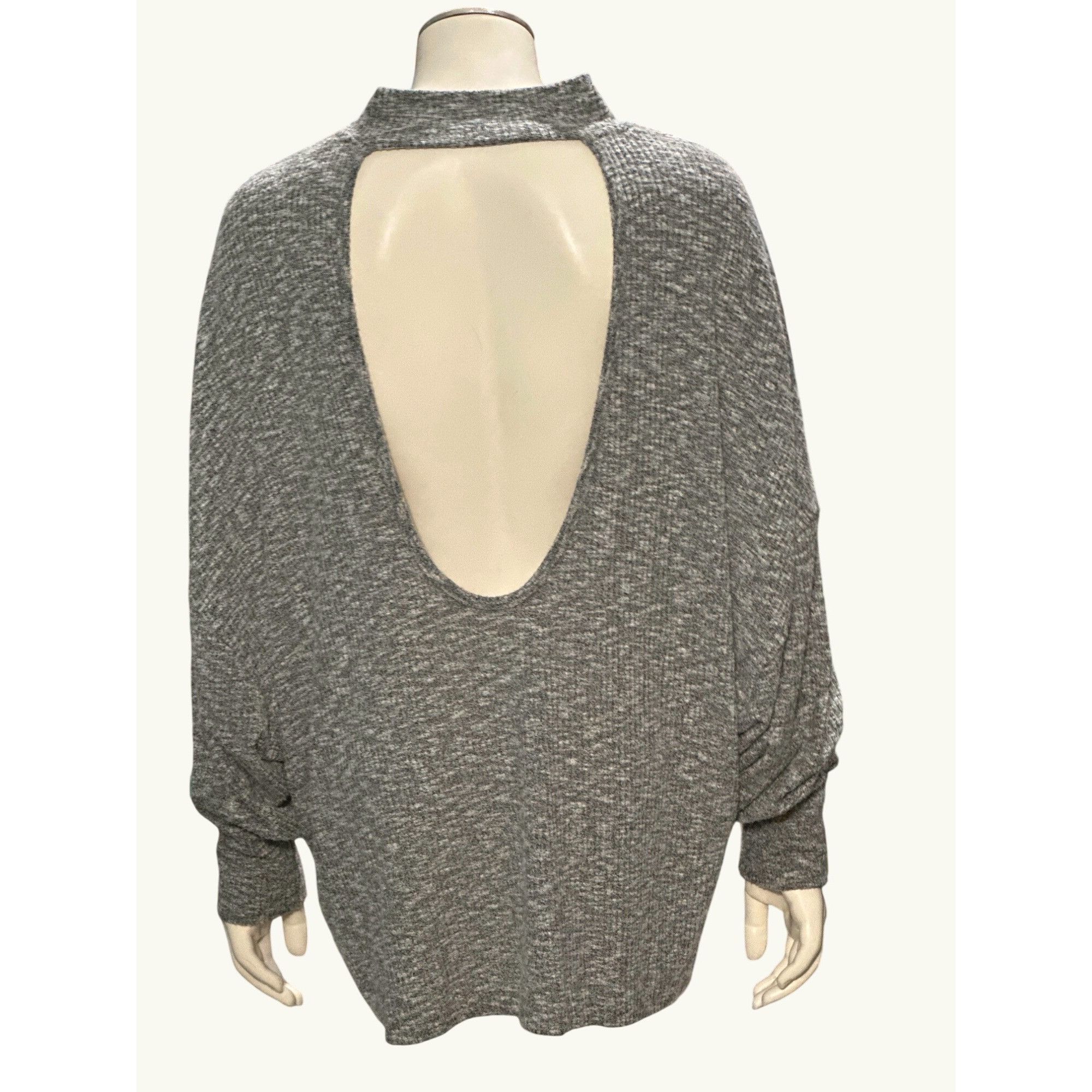 Other CCC Slash Neck Cut Out Back Gray Open Turtleneck Sweater Lar Size L / US 10 / IT 46 - 3 Thumbnail