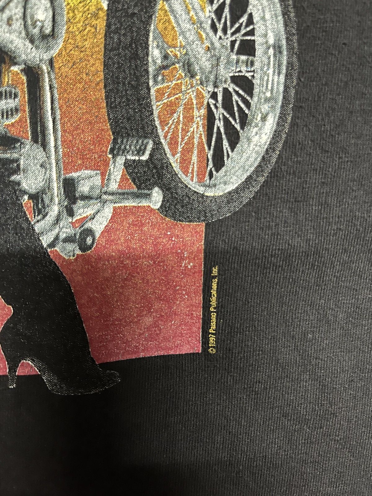 Harley Davidson 1997 Easyriders Chop It Stroke It Faded Black T-Shirt Size US L / EU 52-54 / 3 - 4 Thumbnail
