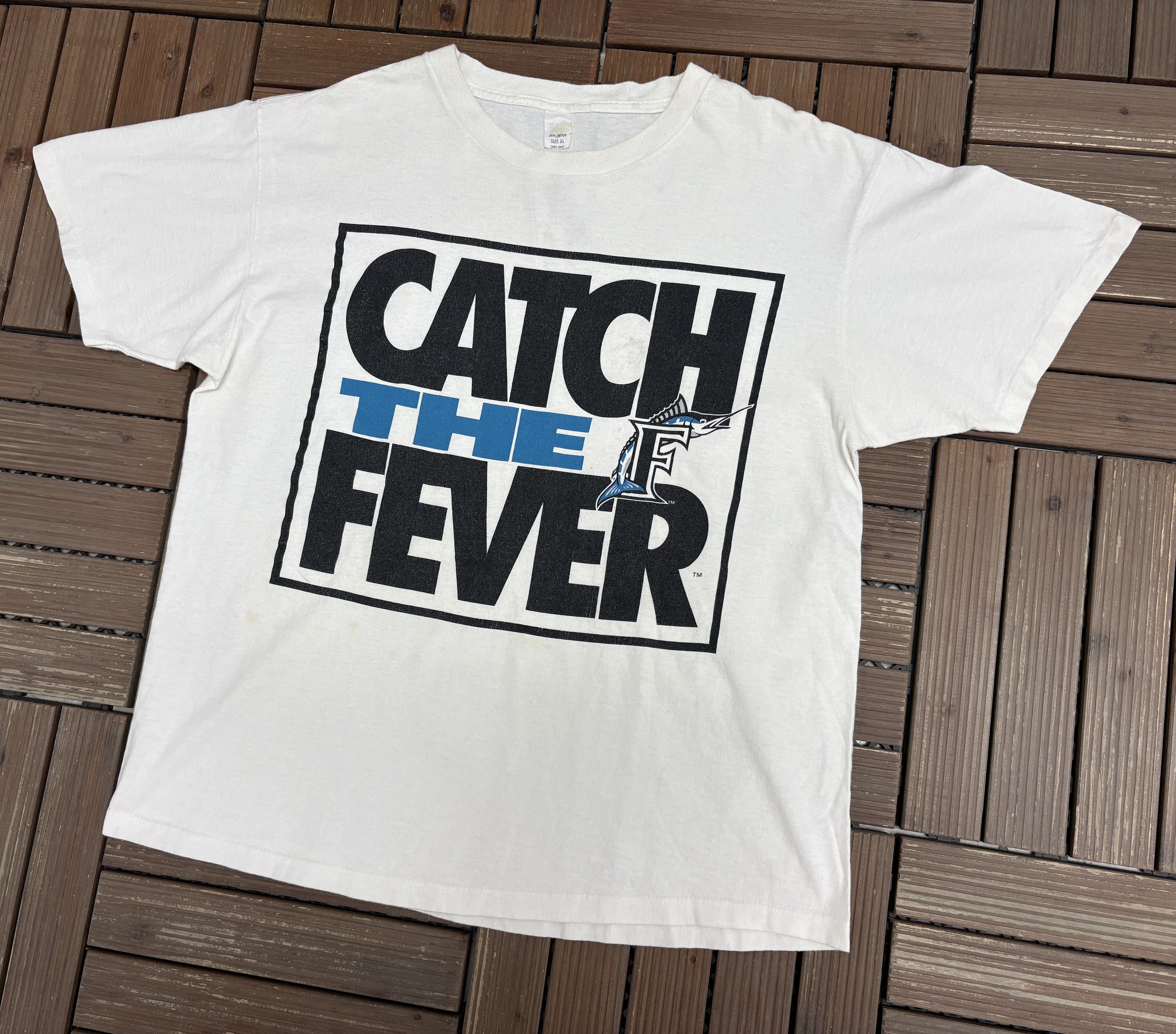 Vintage Florida Marlins Catch The Fever Vintage White T-Shirt Tee Size US XL / EU 56 / 4 - 3 Thumbnail