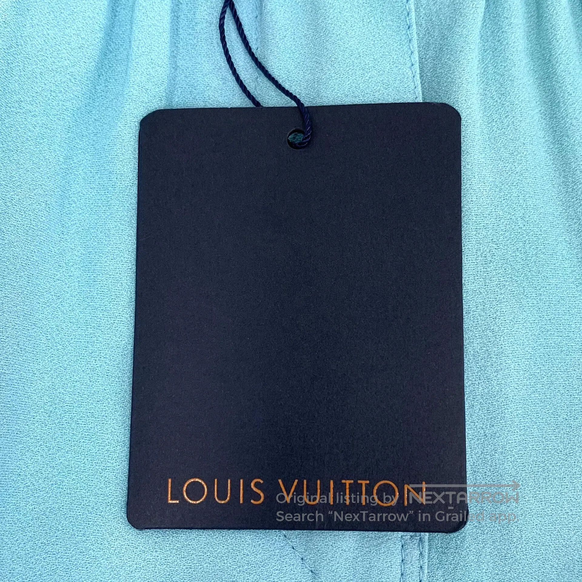 Louis Vuitton Louis Vuitton Blue Logo Leather Label Elastic Waist Casual Size 35" - 7 Thumbnail