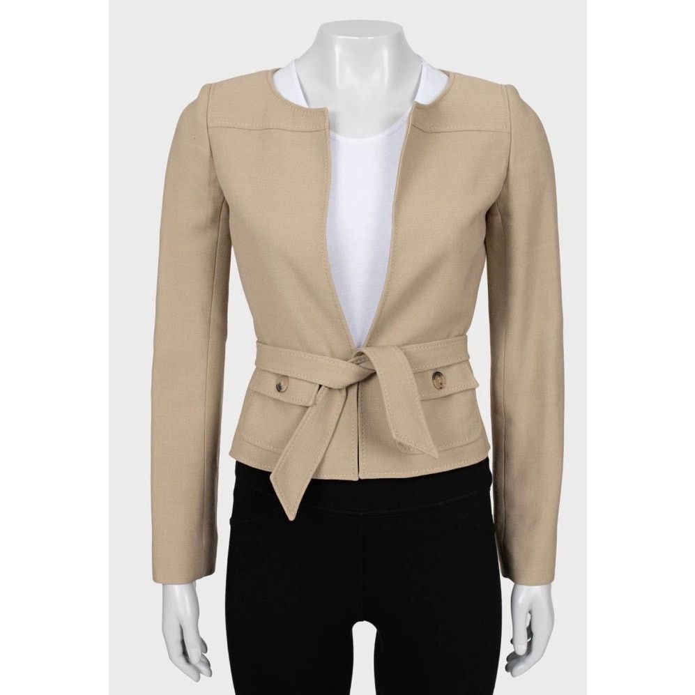 Valentino Valentino Beige Belted Jacket - Size US 4/S Size S / US 4 / IT 40 - 1 Thumbnail