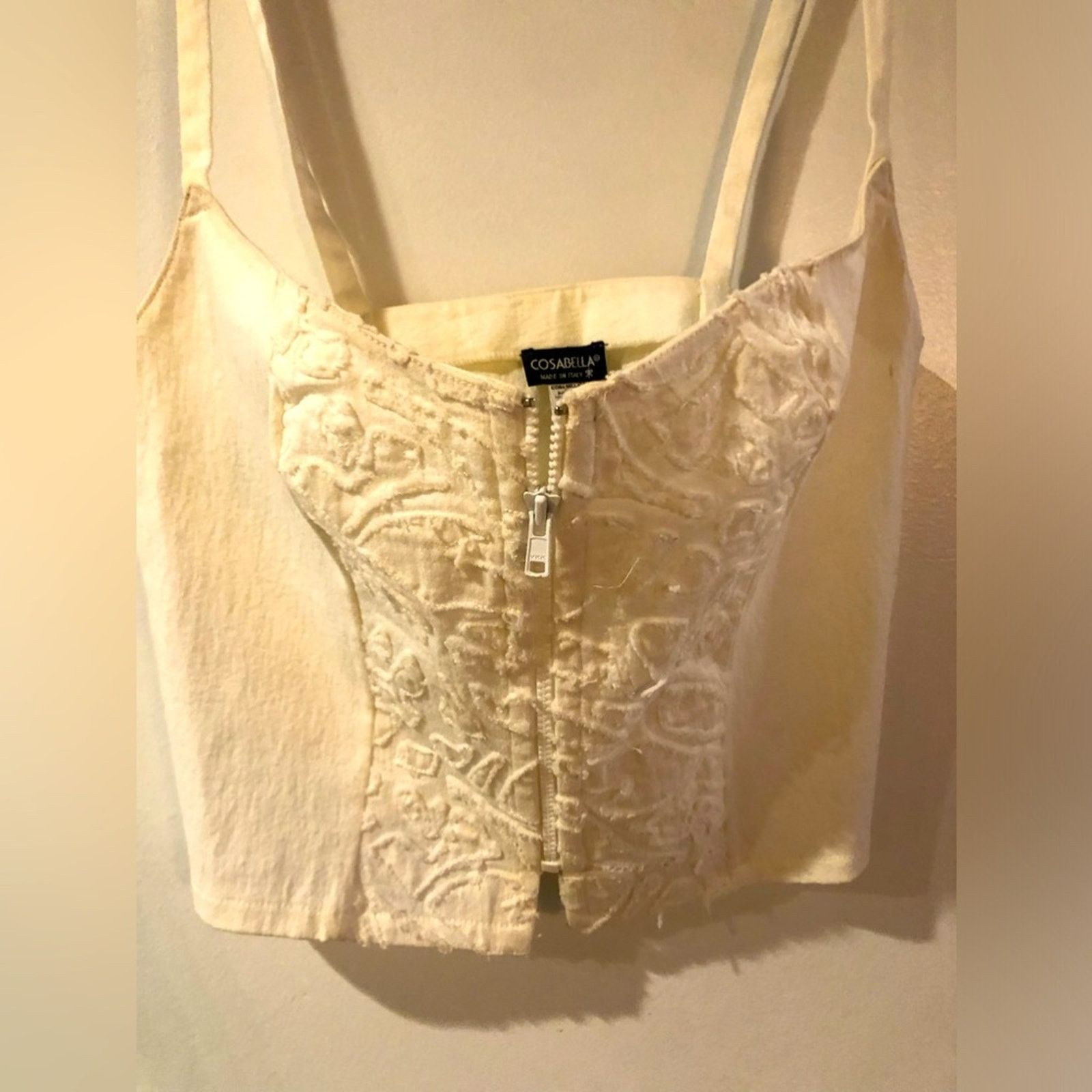 Cosabella Embroidered zip front crop top white Cosabella made in Italy Size S / US 4 / IT 40 - 1 Thumbnail
