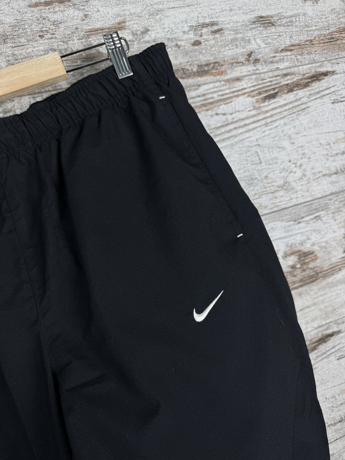 Nike × Vintage Mens Vintage Nike swoosh black sweatpants nylon pants y2k Size US 32 / EU 48 - 6 Thumbnail