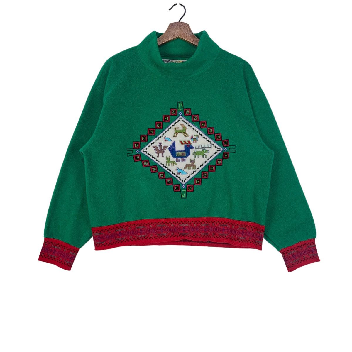 Japanese Brand × Native × Vintage Vintage Women Aztec Design Fleece Sweaters Size M / US 6-8 / IT 42-44 - 1 Thumbnail