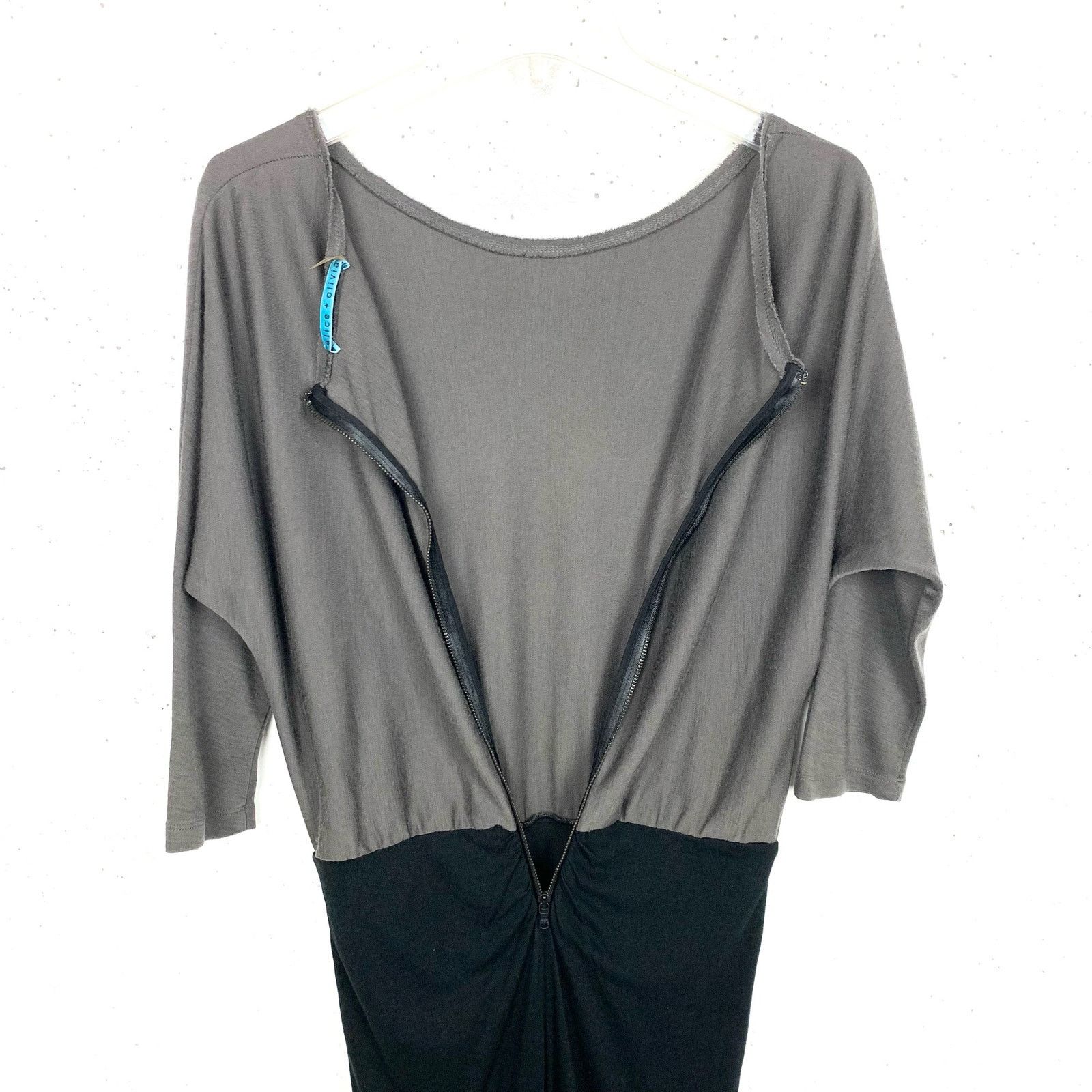 Alice + Olivia Alice + Olivia Batwing Dress Dolman Sleeve Gray Black Size M / US 6-8 / IT 42-44 - 9 Thumbnail