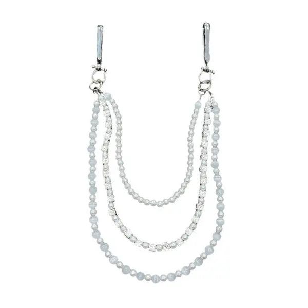 Jewelry White Beaded Wallet Chain Accessory for Jeans, Layered Style Size ONE SIZE - 5 Thumbnail
