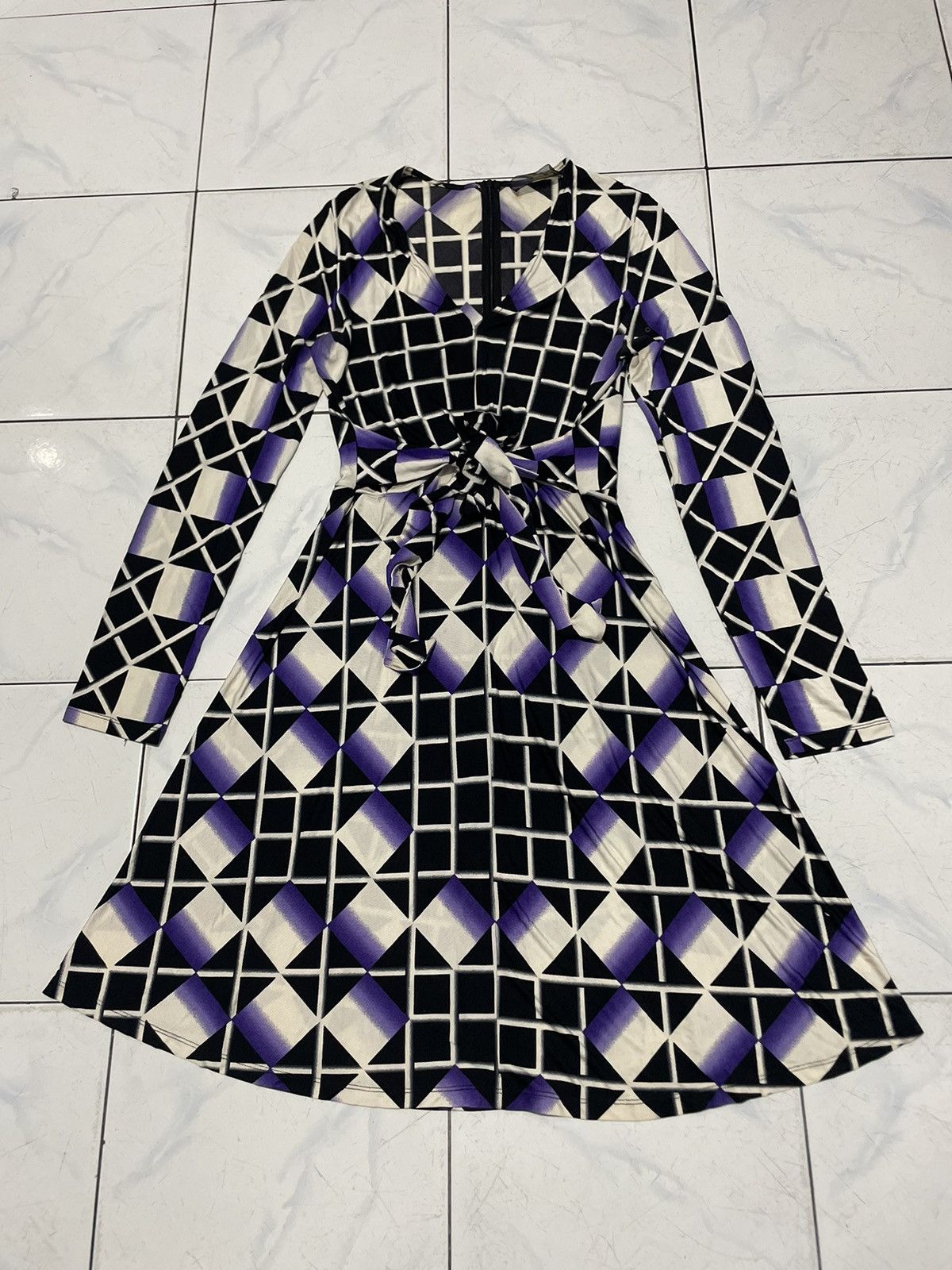 image of Archival Clothing x Marc Cain Wrap "party Dress" in Black Purple, Women's (Size Medium)