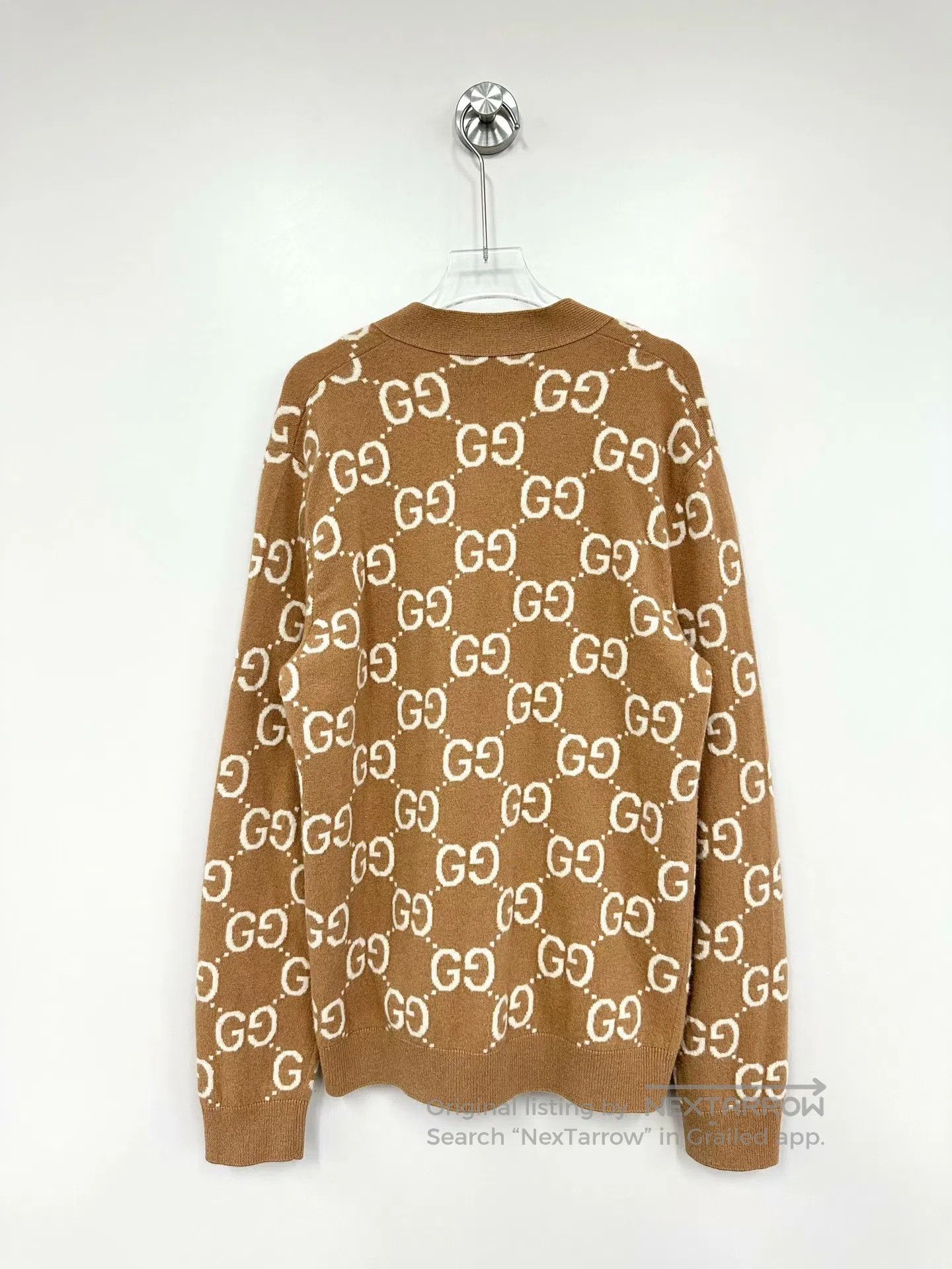 Gucci Guicci Brown Double G Monogram Embossed Logo Wool Knit Car Size US M / EU 48-50 / 2 - 2 Thumbnail