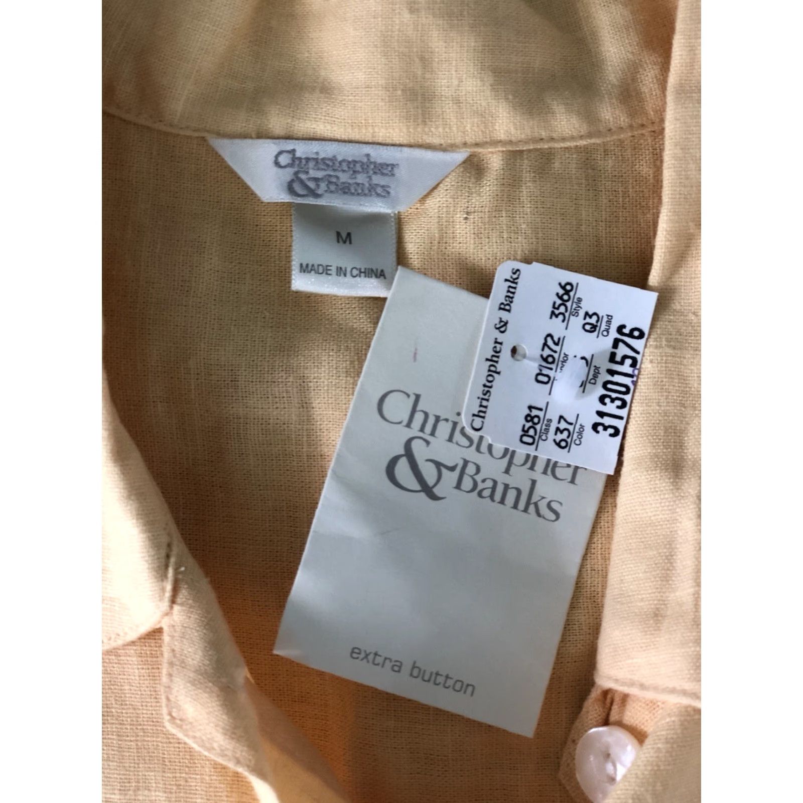 Vintage NWT Christopher Banks Linen Top M Yellow Floral Embroidered ButtonUp CottageCore Shirt Womens Size M / US 6-8 / IT 42-44 - 4 Thumbnail